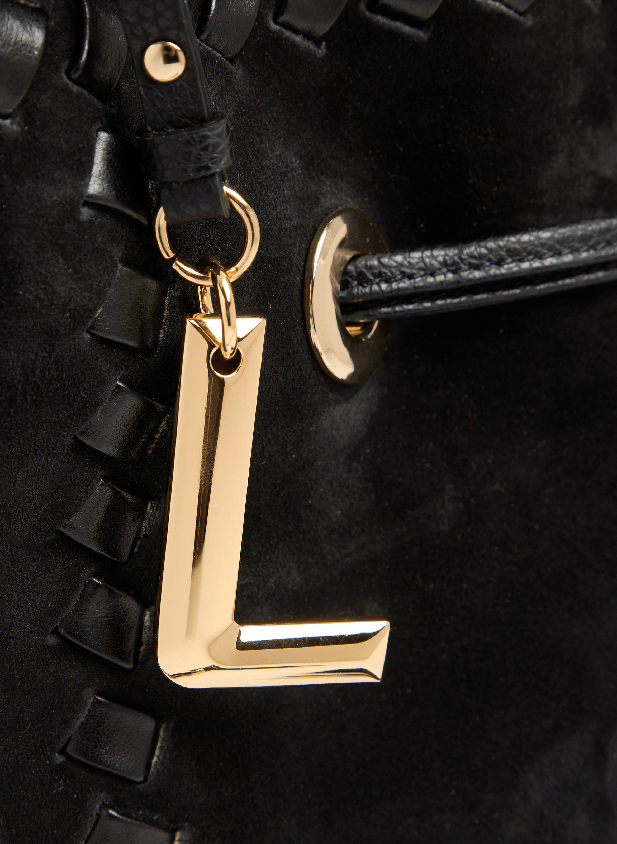 Sac seau premier flirt de lancel en animation 150y whipstitched : cuirs de vachette suede & graine LANCEL Noir