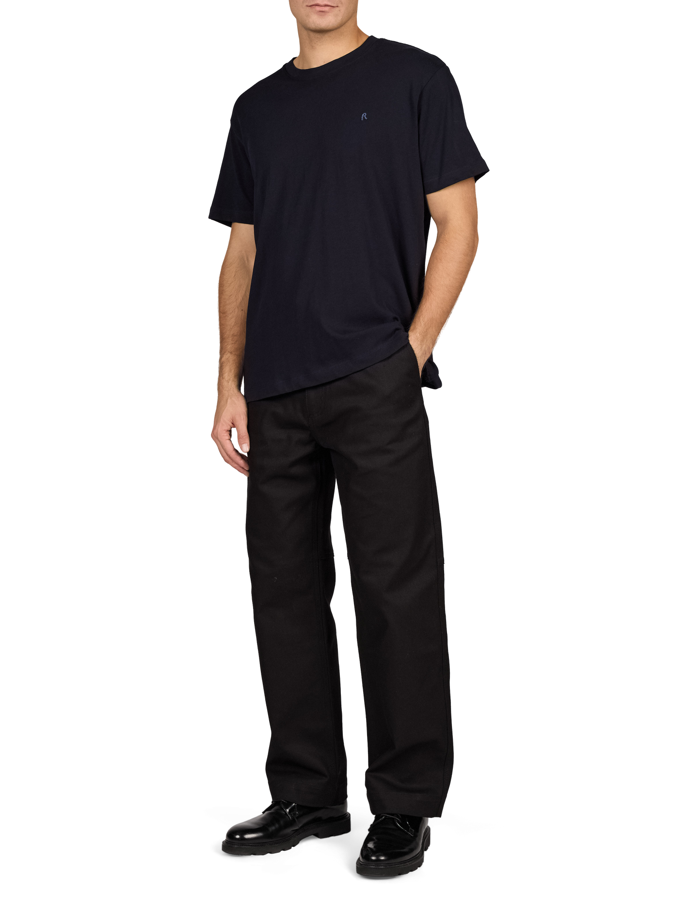Plain T-shirt with embroidered logo in cotton REPLAY Blue