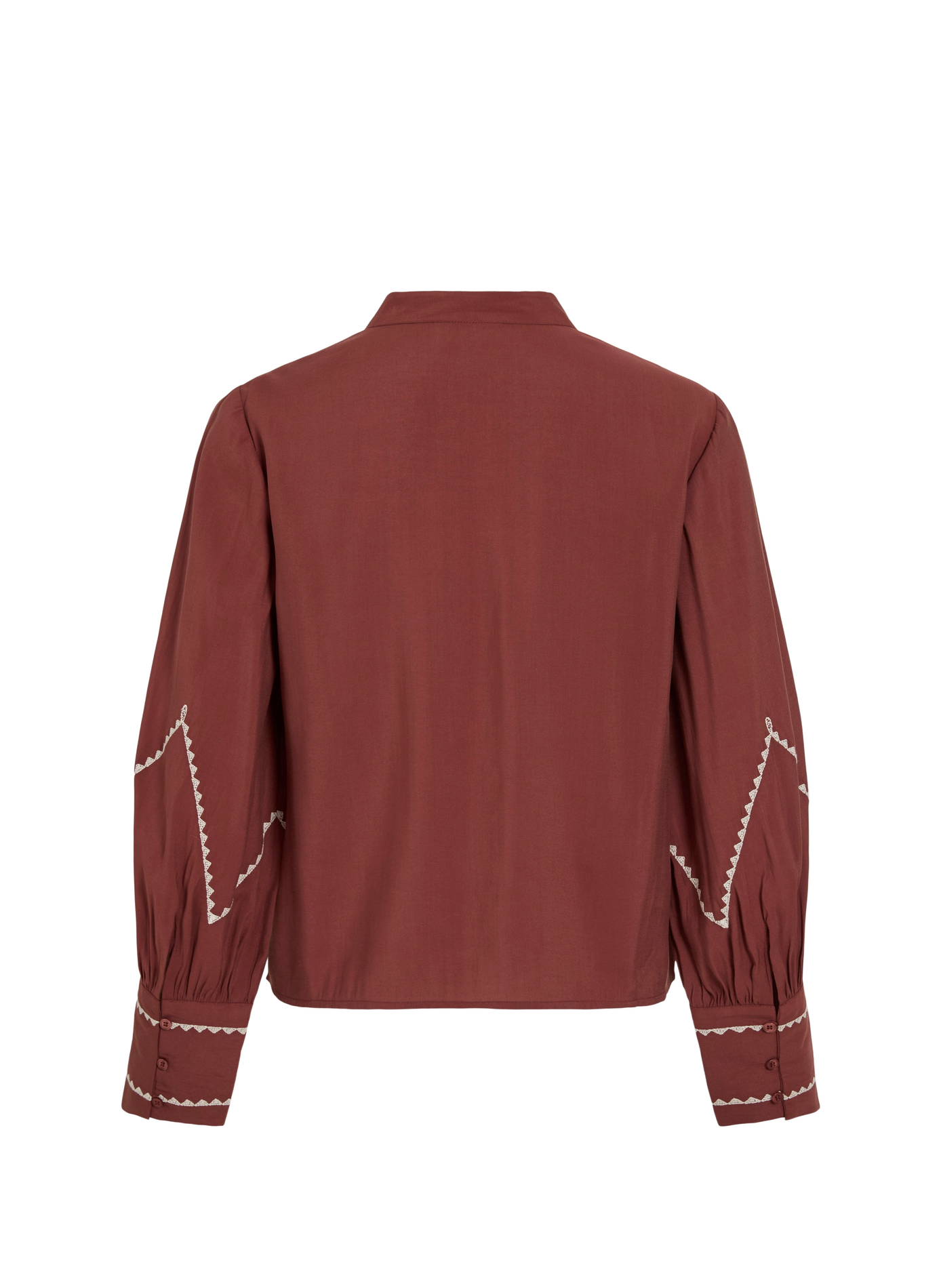 Blouse col tunisien droite à broderies VILA Beige