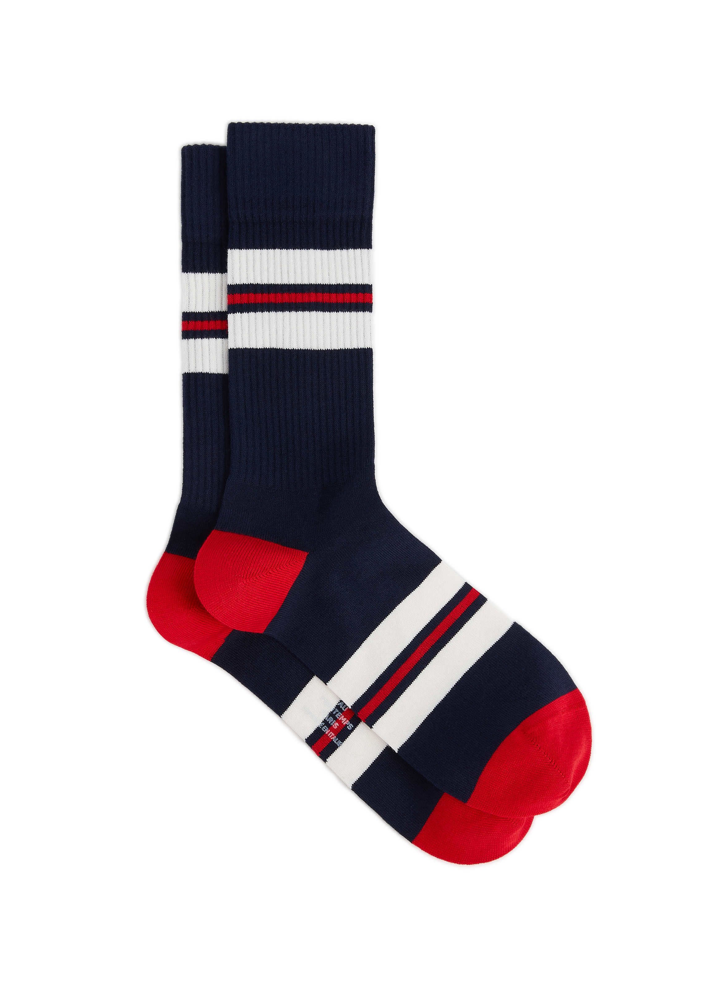 AU PRINTEMPS PARIS Striped mid-calf cotton socks Blue
