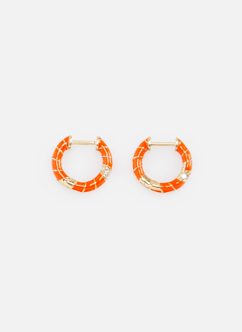 Orange mini twisted gold hoop earringsYVONNE LÉON 