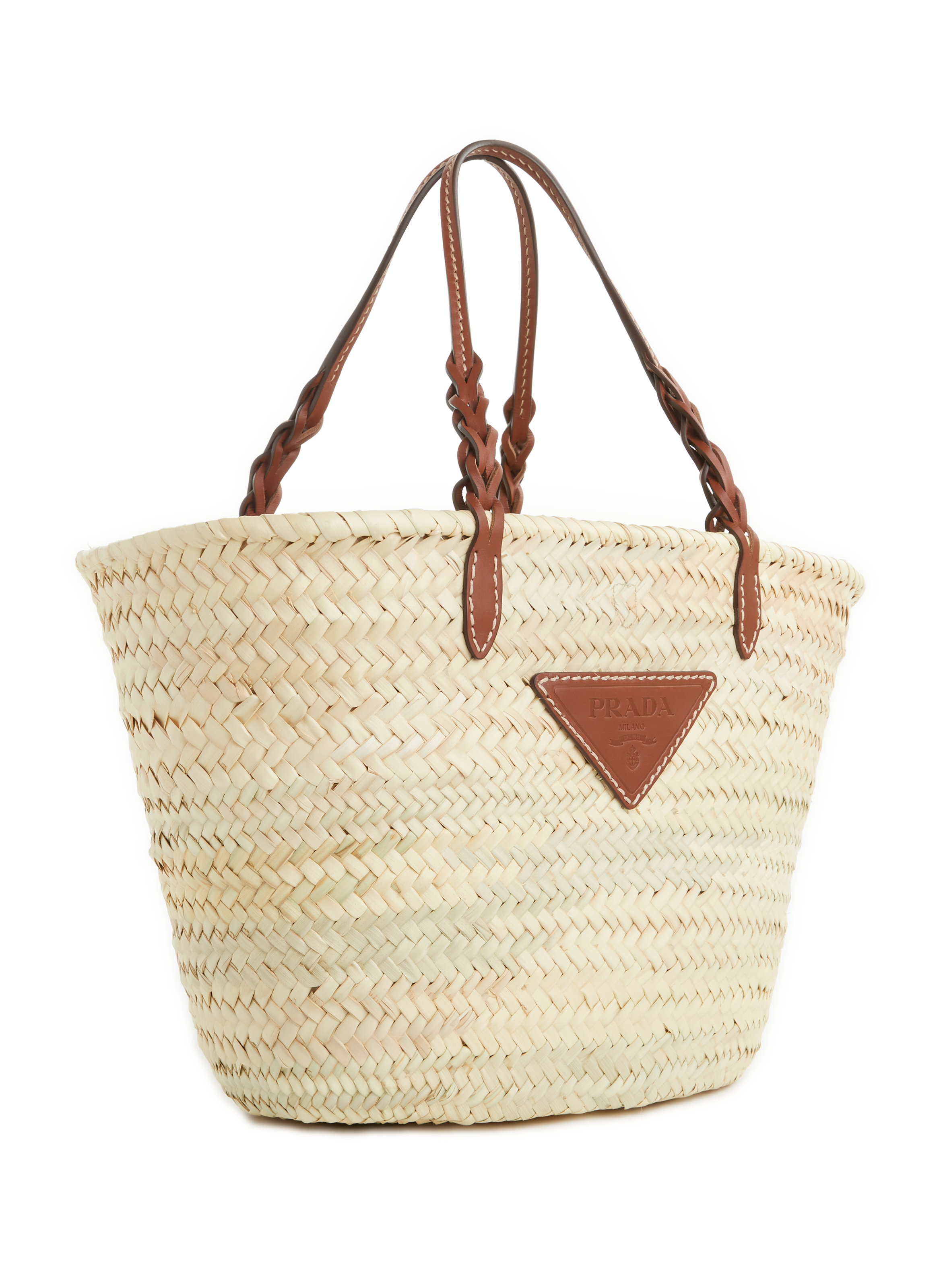 Sac panier en fibres naturelles et cuir