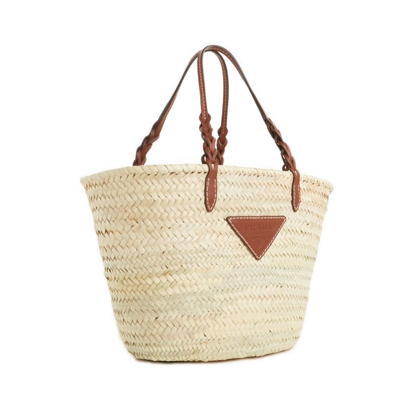 Sac panier en fibres naturelles et cuir