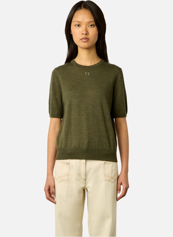 Pull manches courtes en laine - lysea Kaki by GERARD DAREL GERARD DAREL Pull manches courtes en laine - lysea Kaki