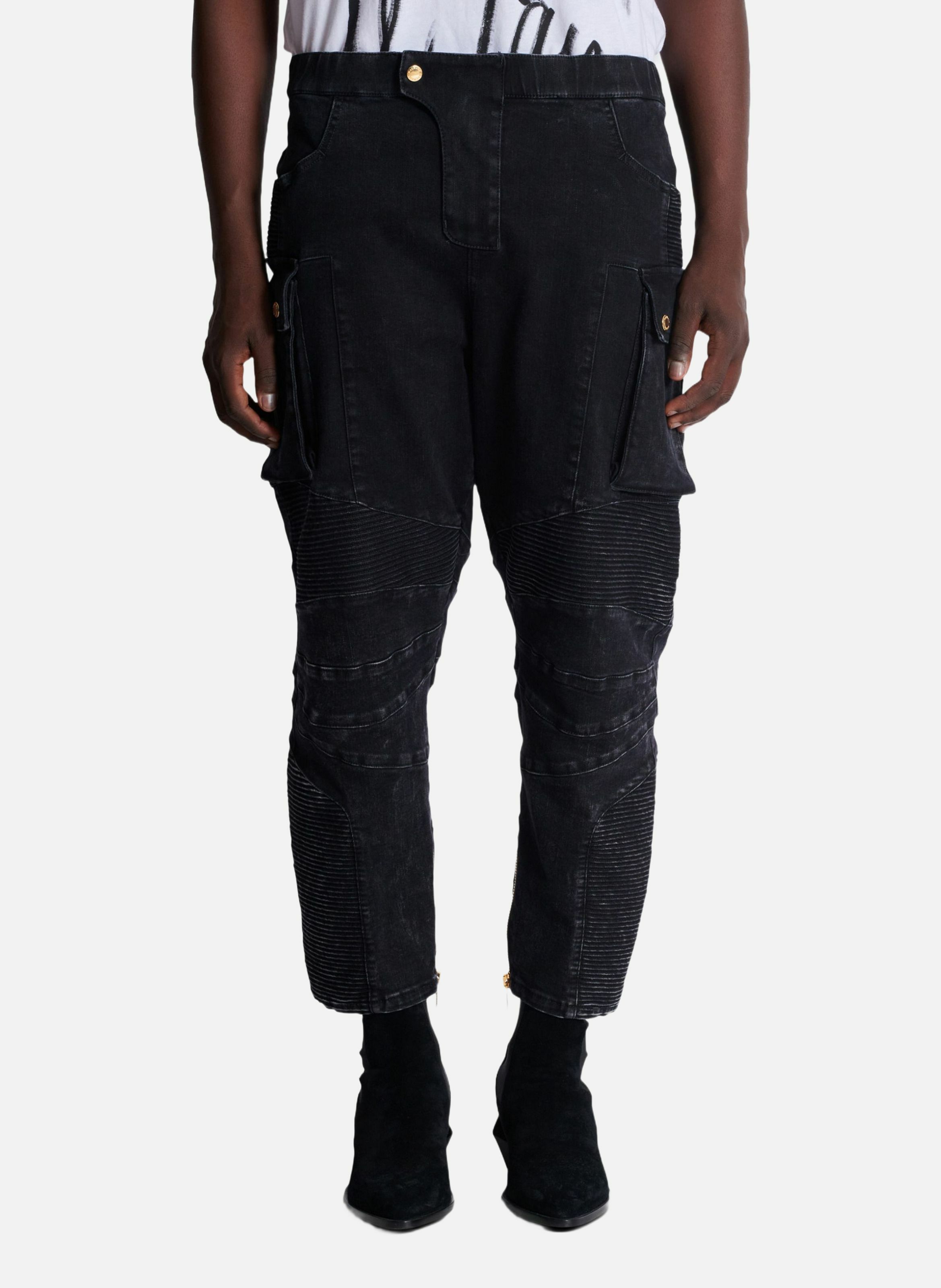 Jean cargo en denim BALMAIN Noir