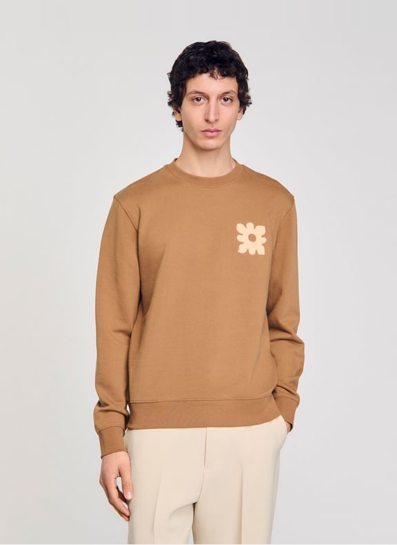 Sweat droit en coton Beige by SANDRO SANDRO Sweat droit en coton Beige