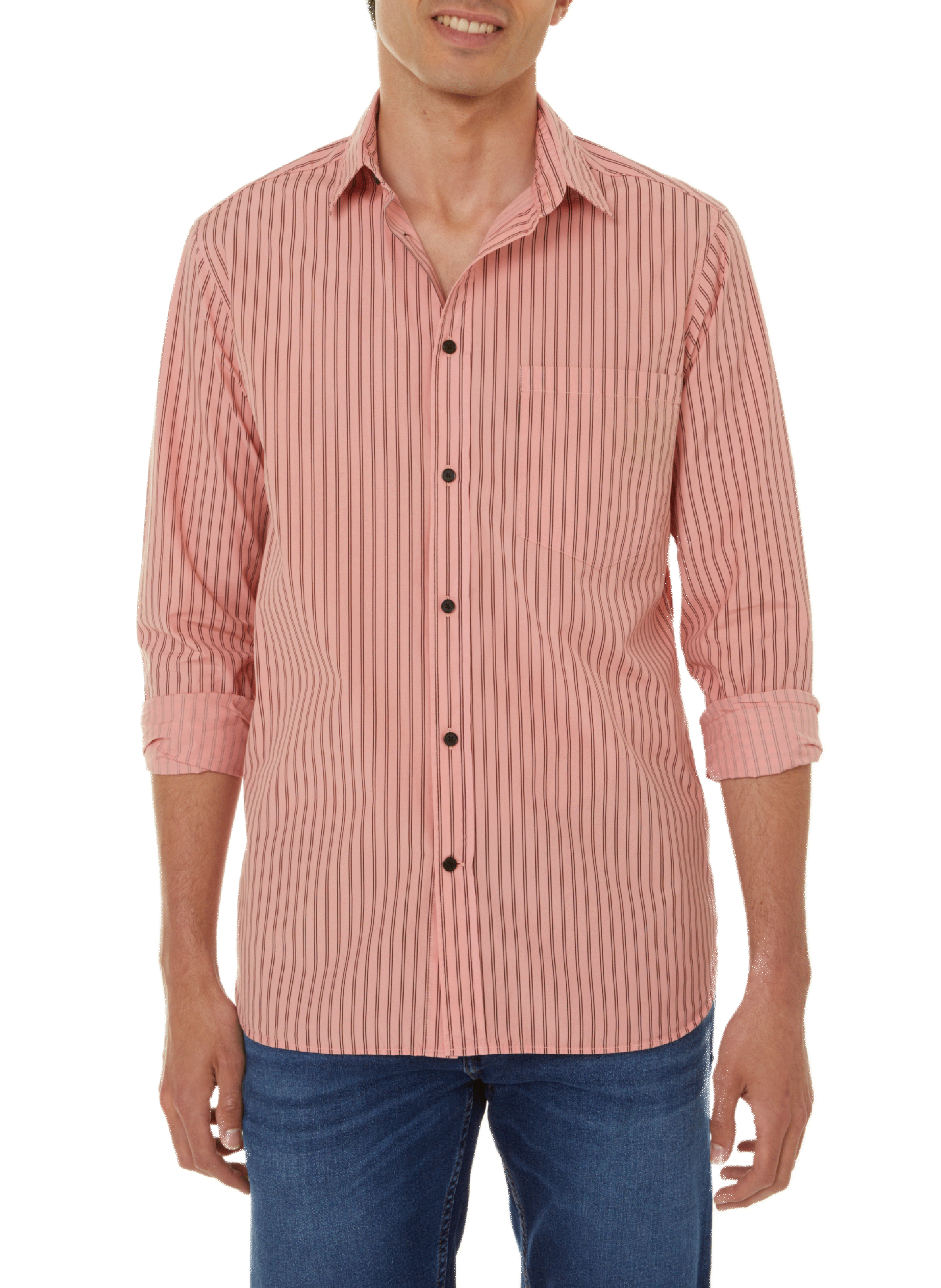 SAISON 1865 Striped cotton poplin shirt Pink