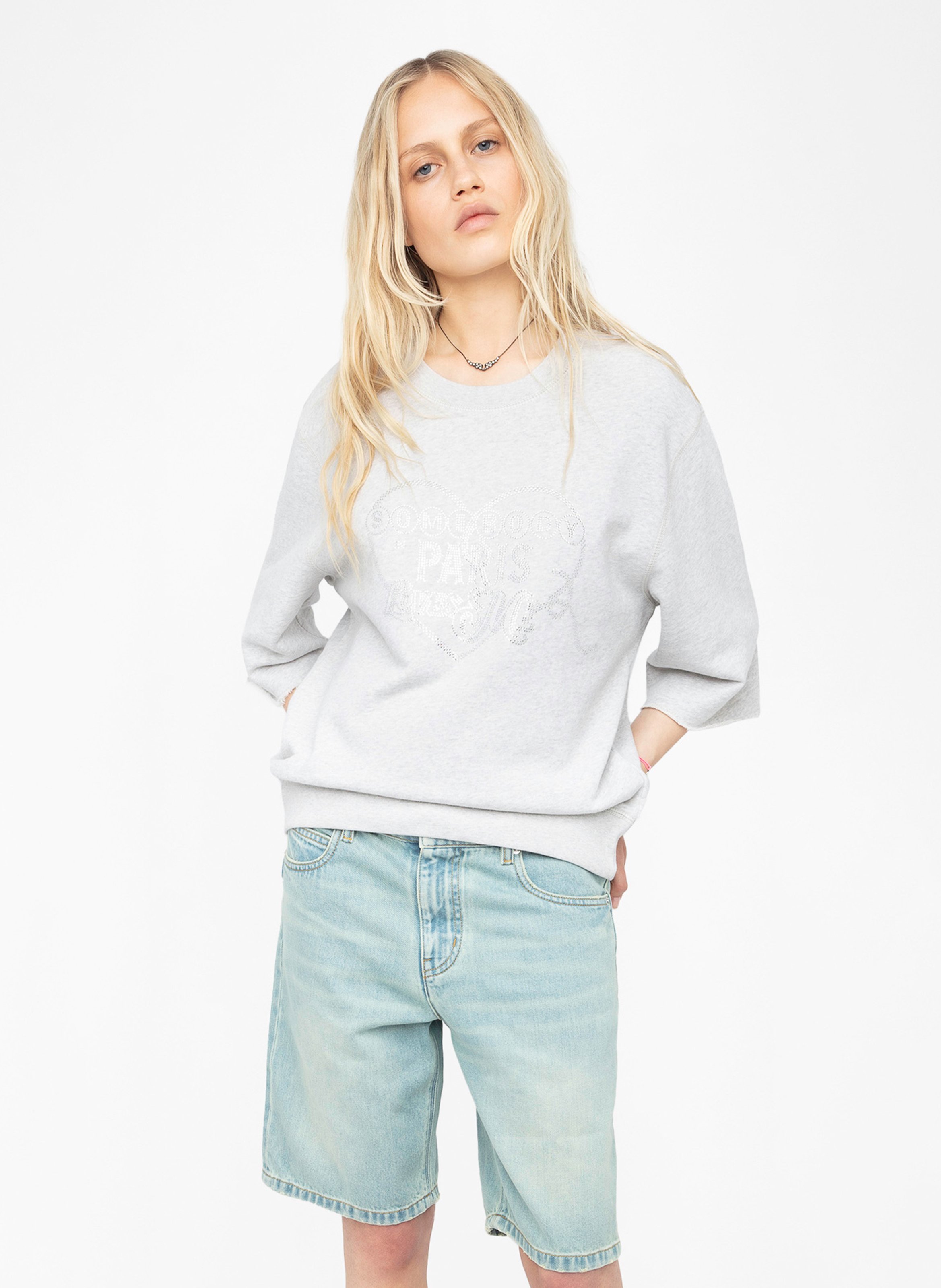 Sweat col rond en coton edmond ZADIG&VOLTAIRE Gris