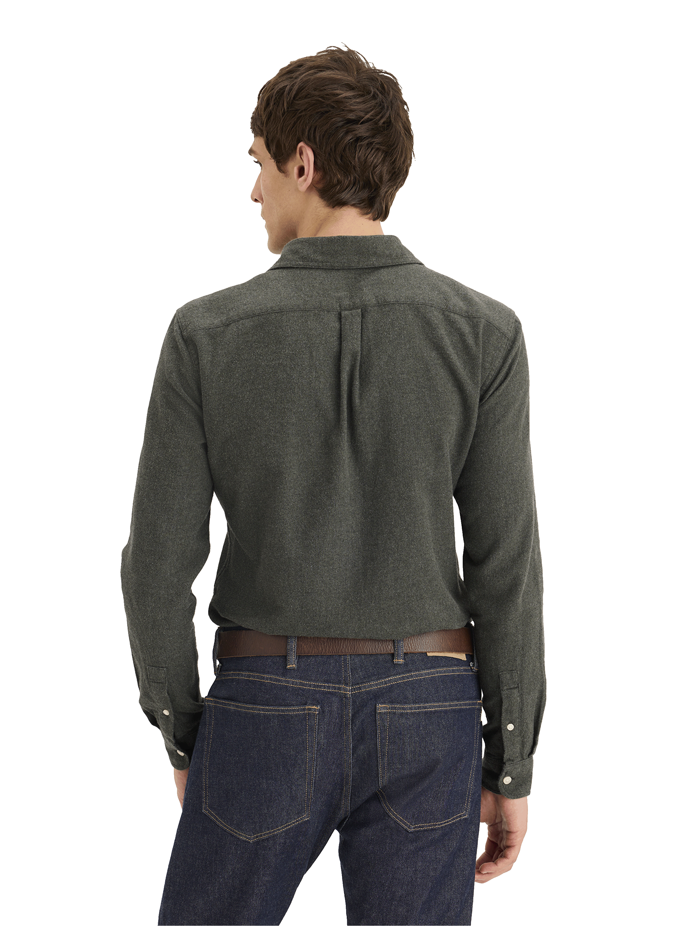 Chemise slim en lin et coton DOCKERS Kaki