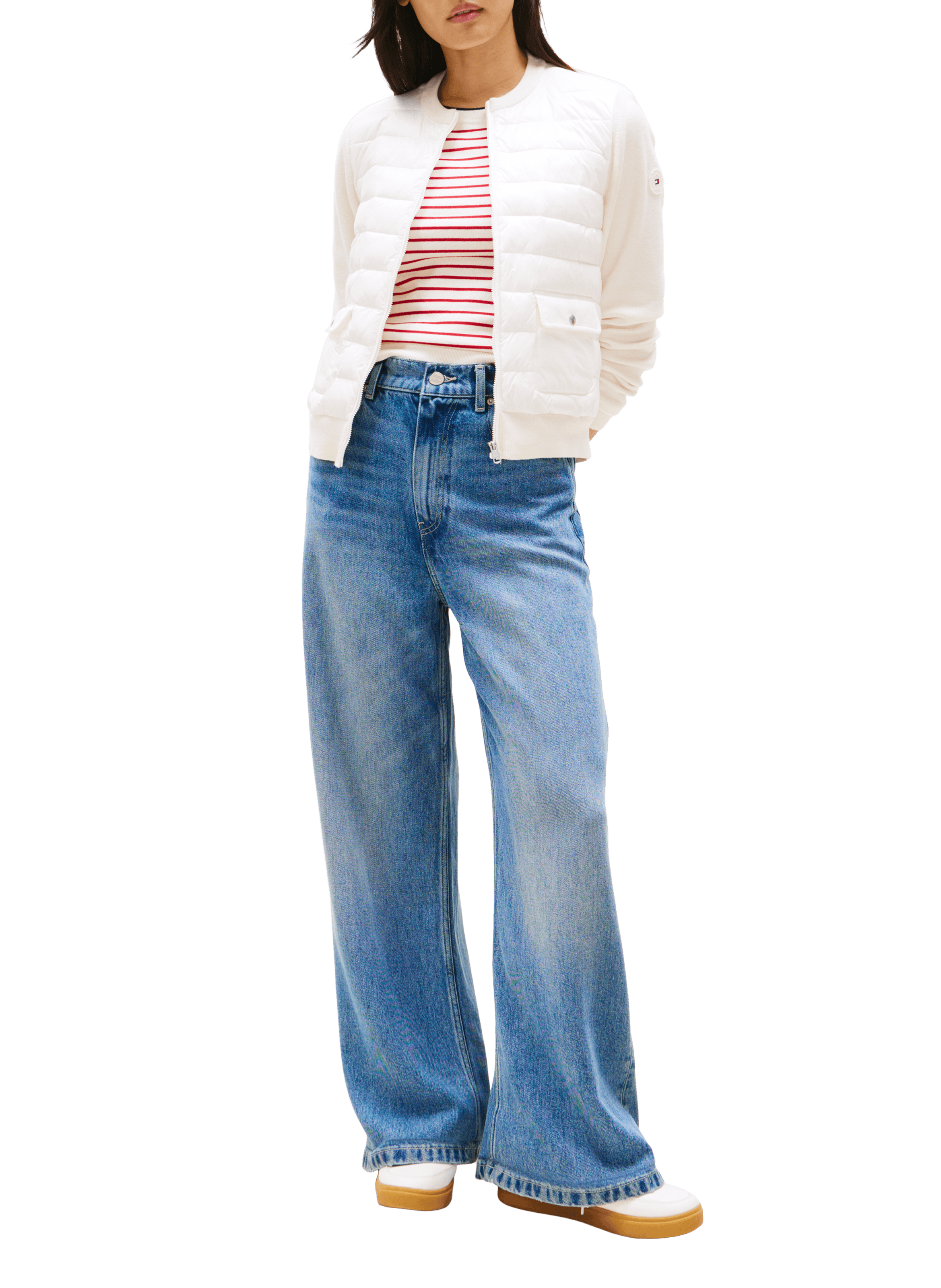 Ultralight down jacket with knitted sleeves TOMMY HILFIGER White