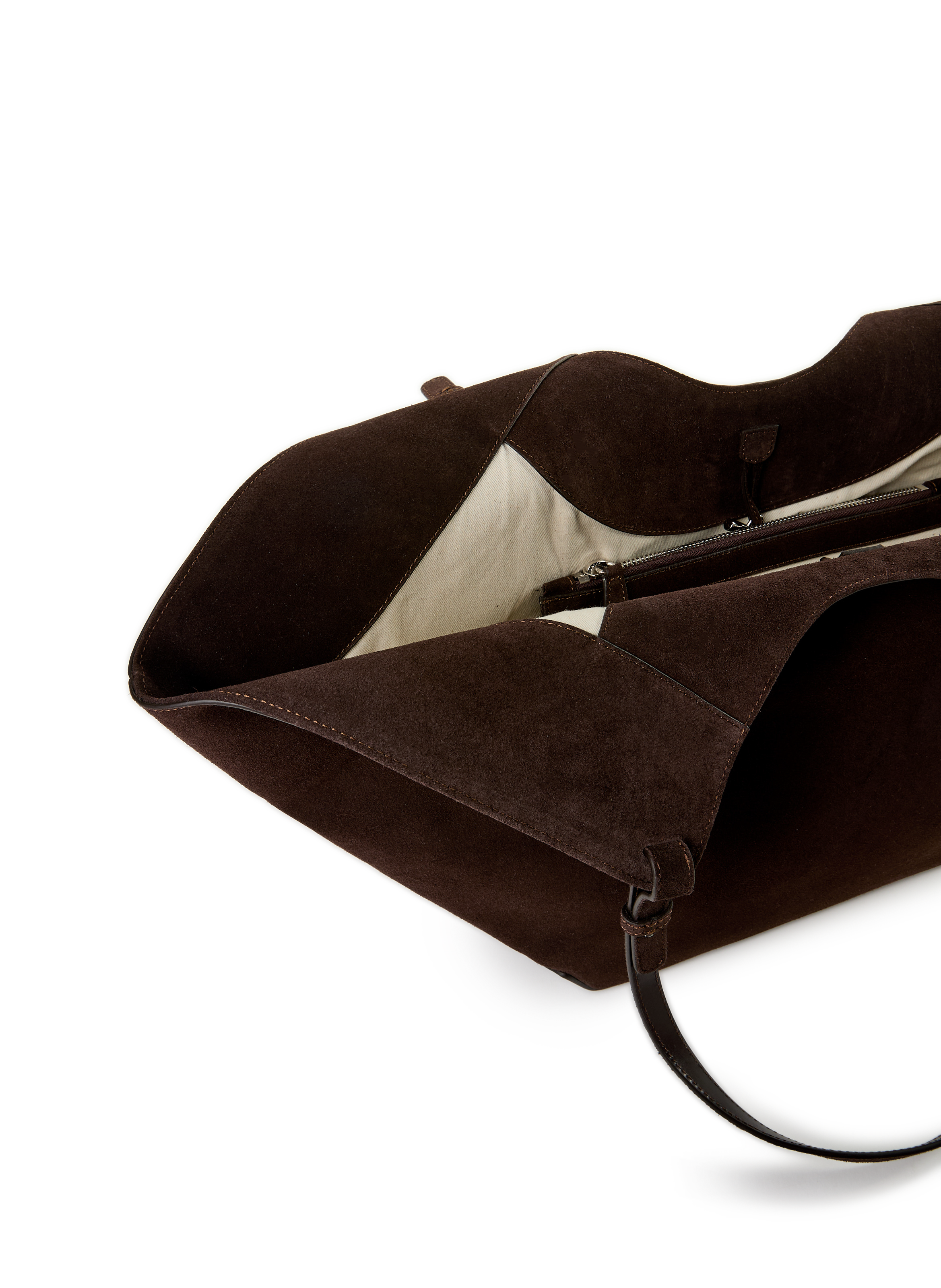 Dahlia suede leather tote bag FLATTERED Brown