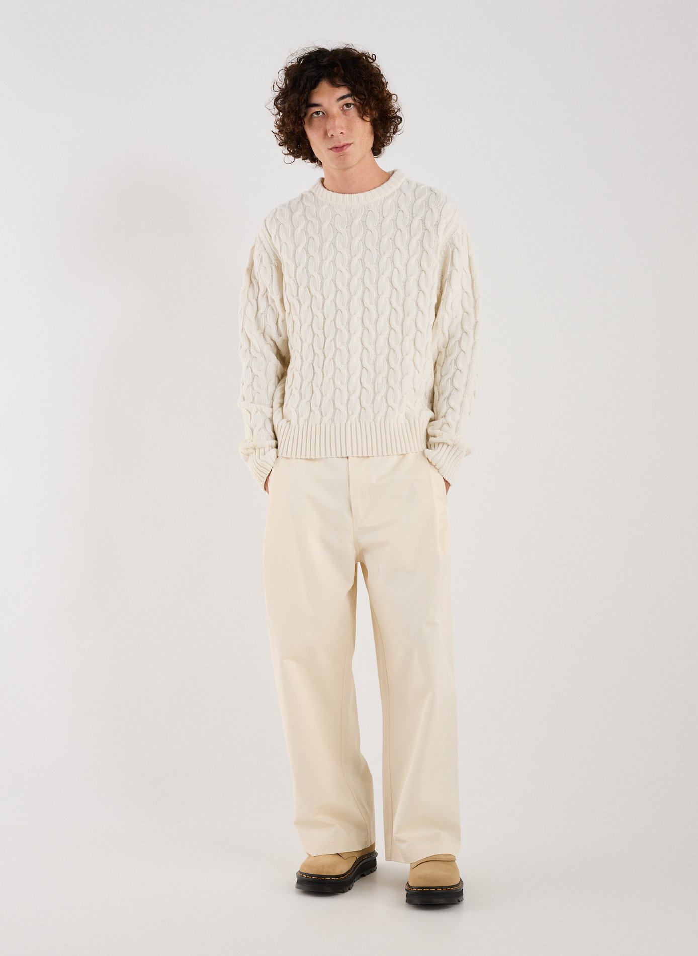 Wide-leg pleated cotton jeans ARTE ANTWERP Beige