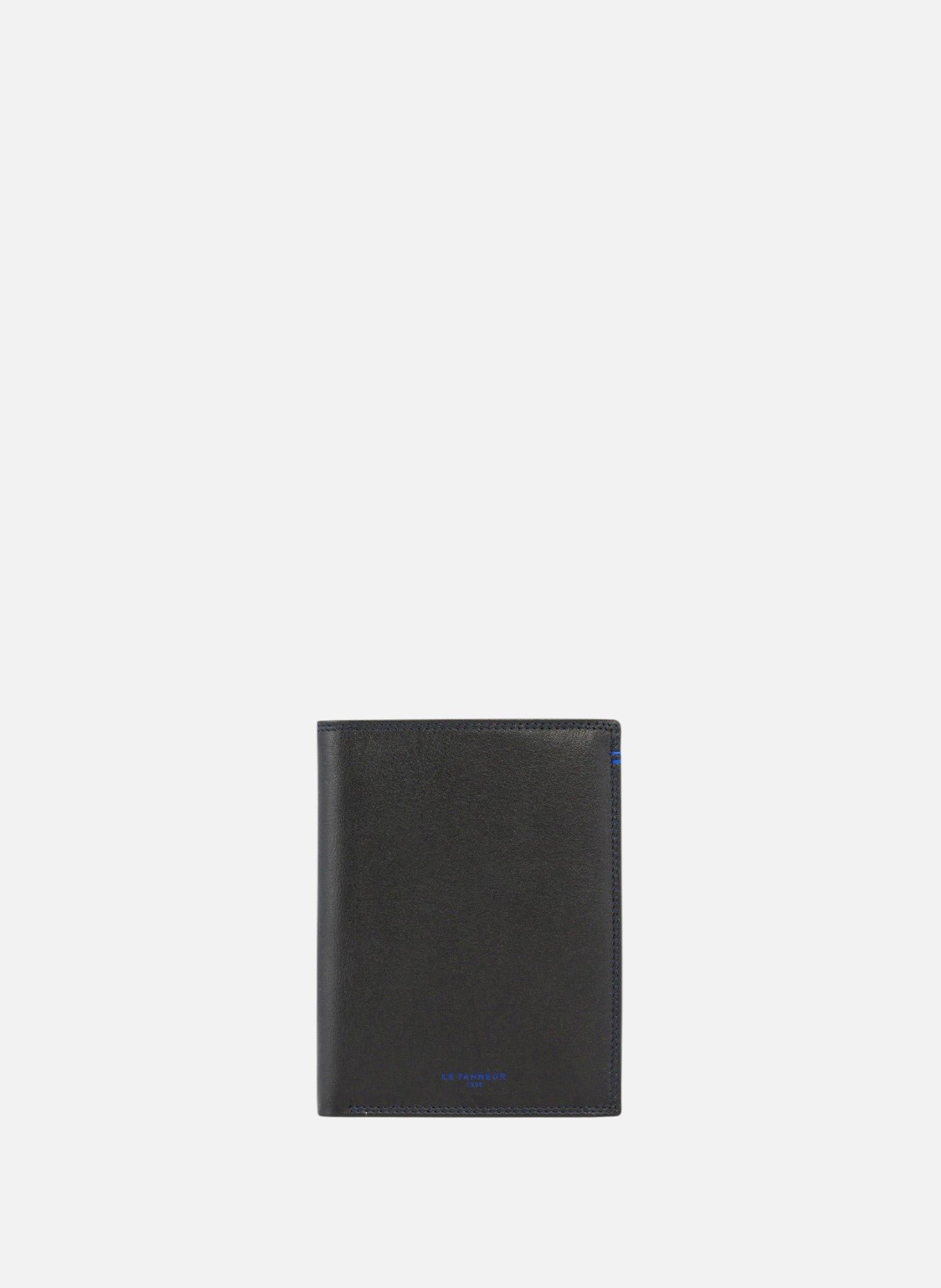 LE TANNEUR Grand portefeuille vertical zippé 2 volets martin en cuir lisse Noir