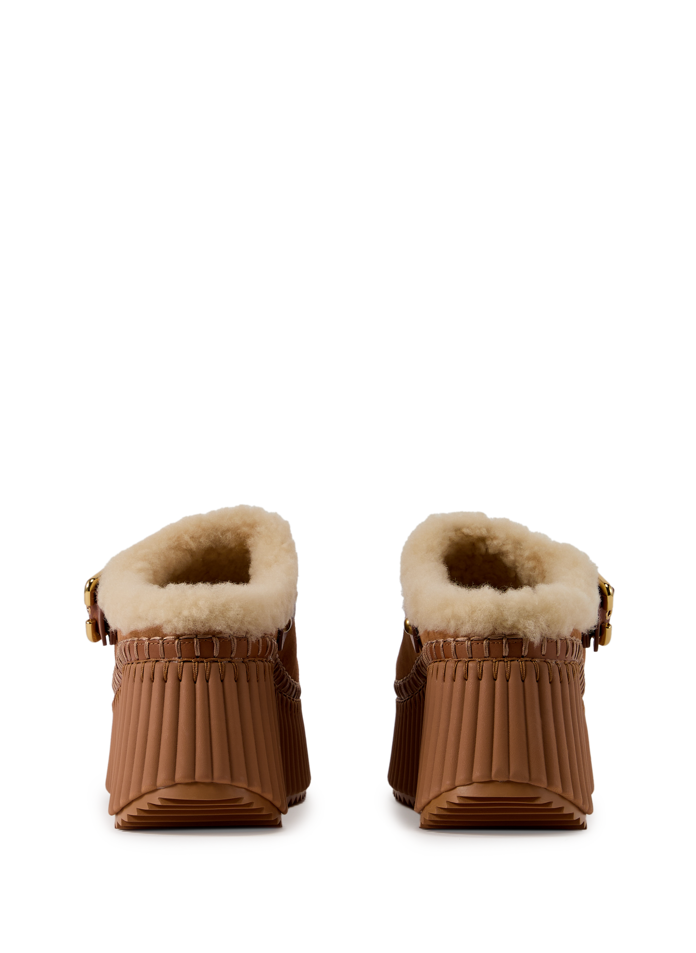 Boots compensées en cuir CHLOÉ Marron