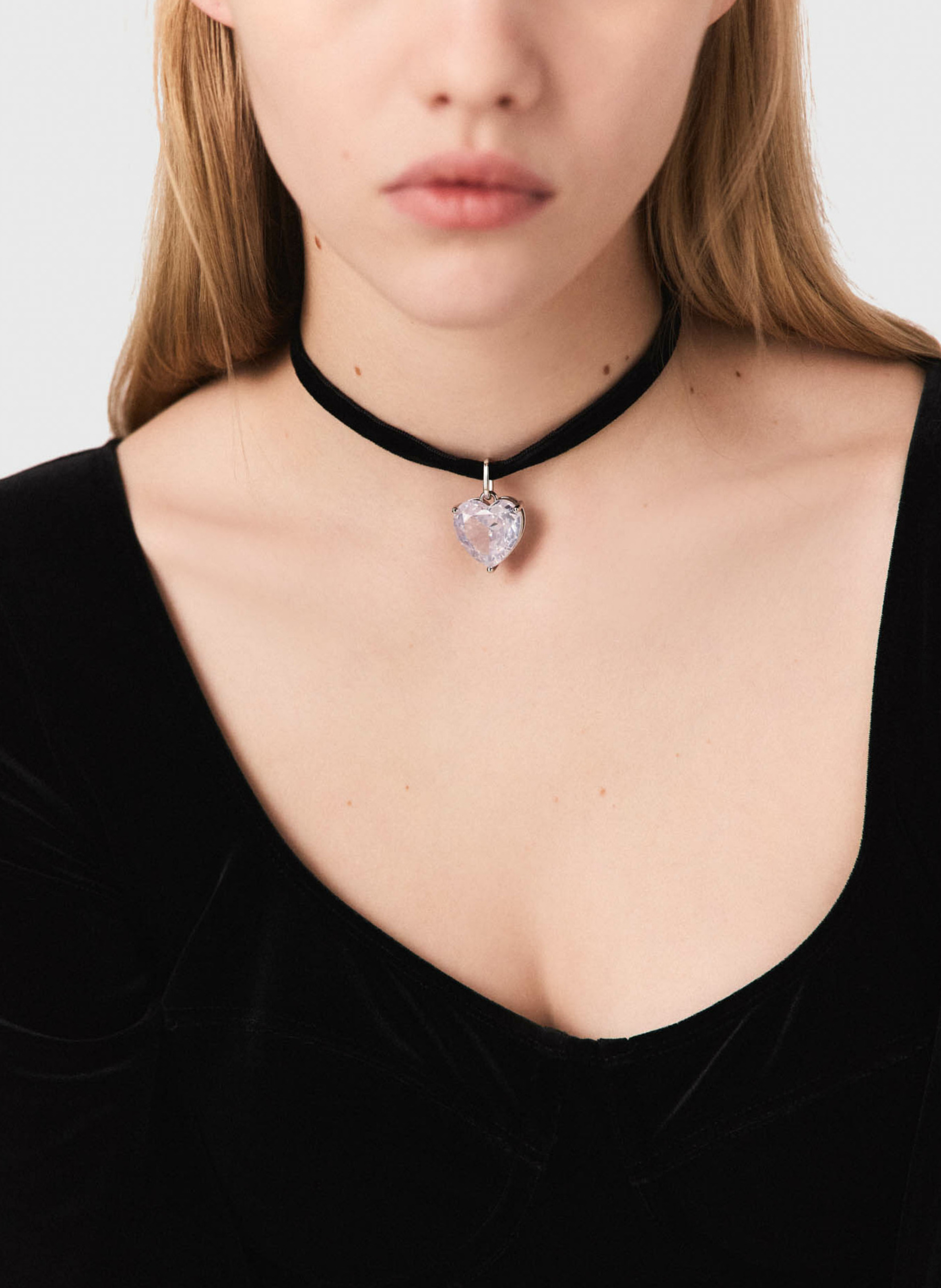 Body en velours col rond Noir