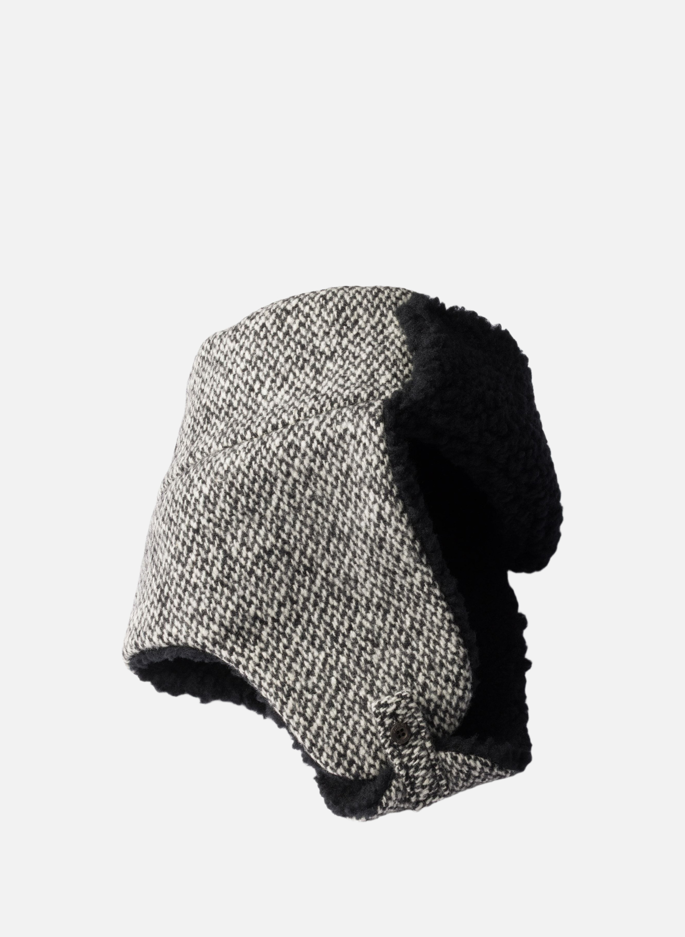 Chapeau de trappeur en stampa tweed PRADA Blanc