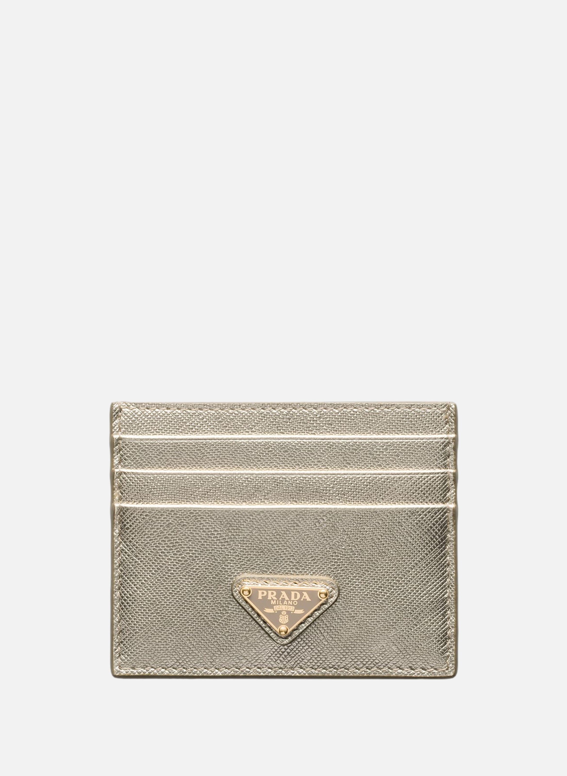 Porte-cartes en cuir saffiano PRADA Argent