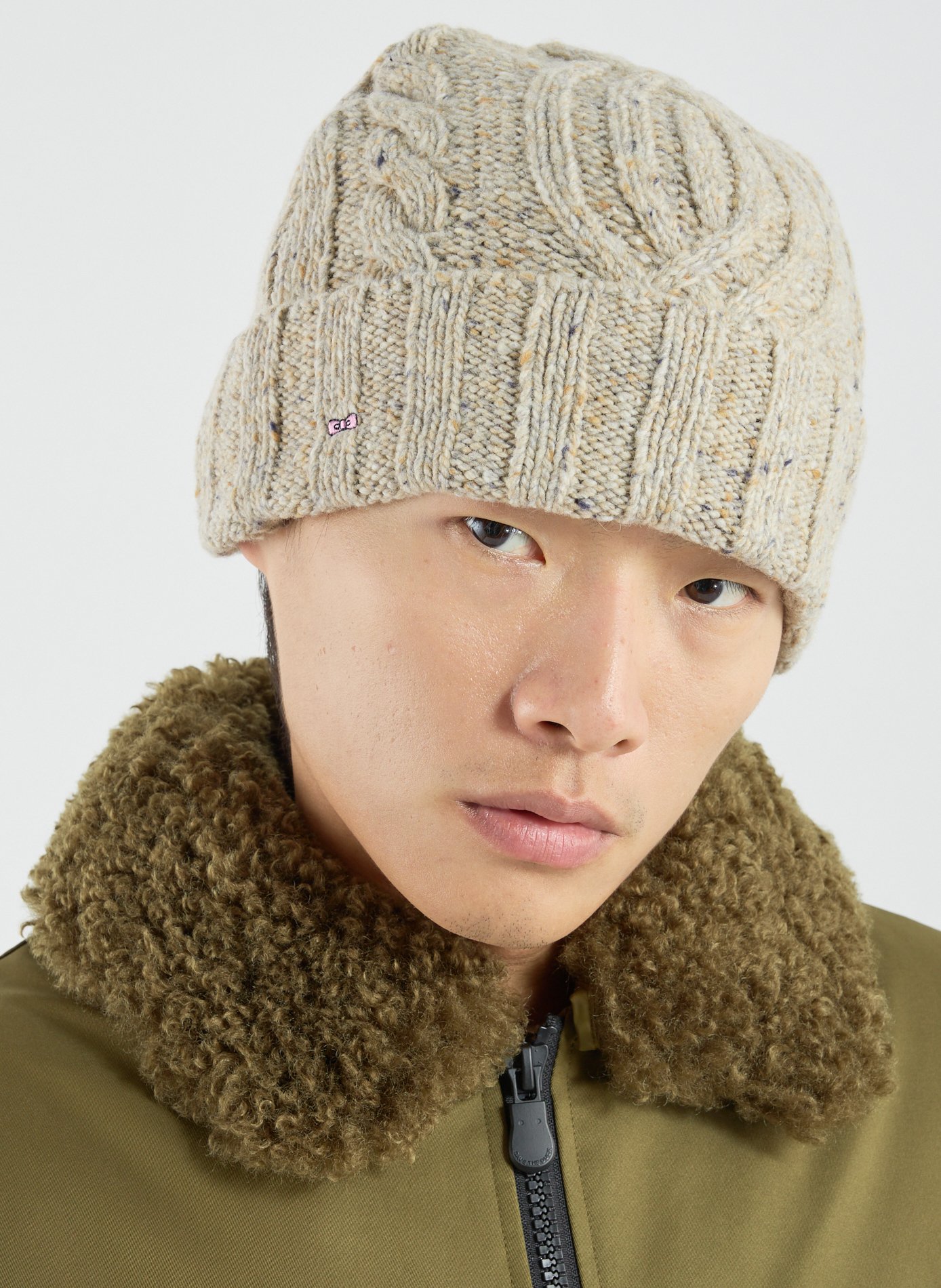 Wool blend knitted hat EDEN PARK Beige