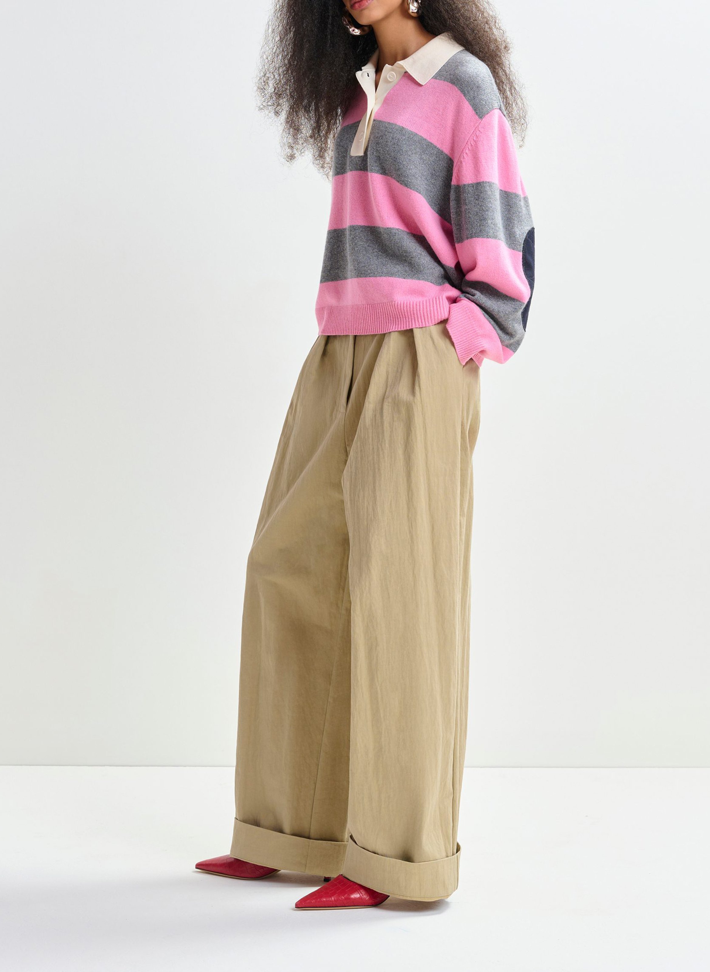 Polo oversize à rayures jarn ESSENTIEL ANTWERP Gris