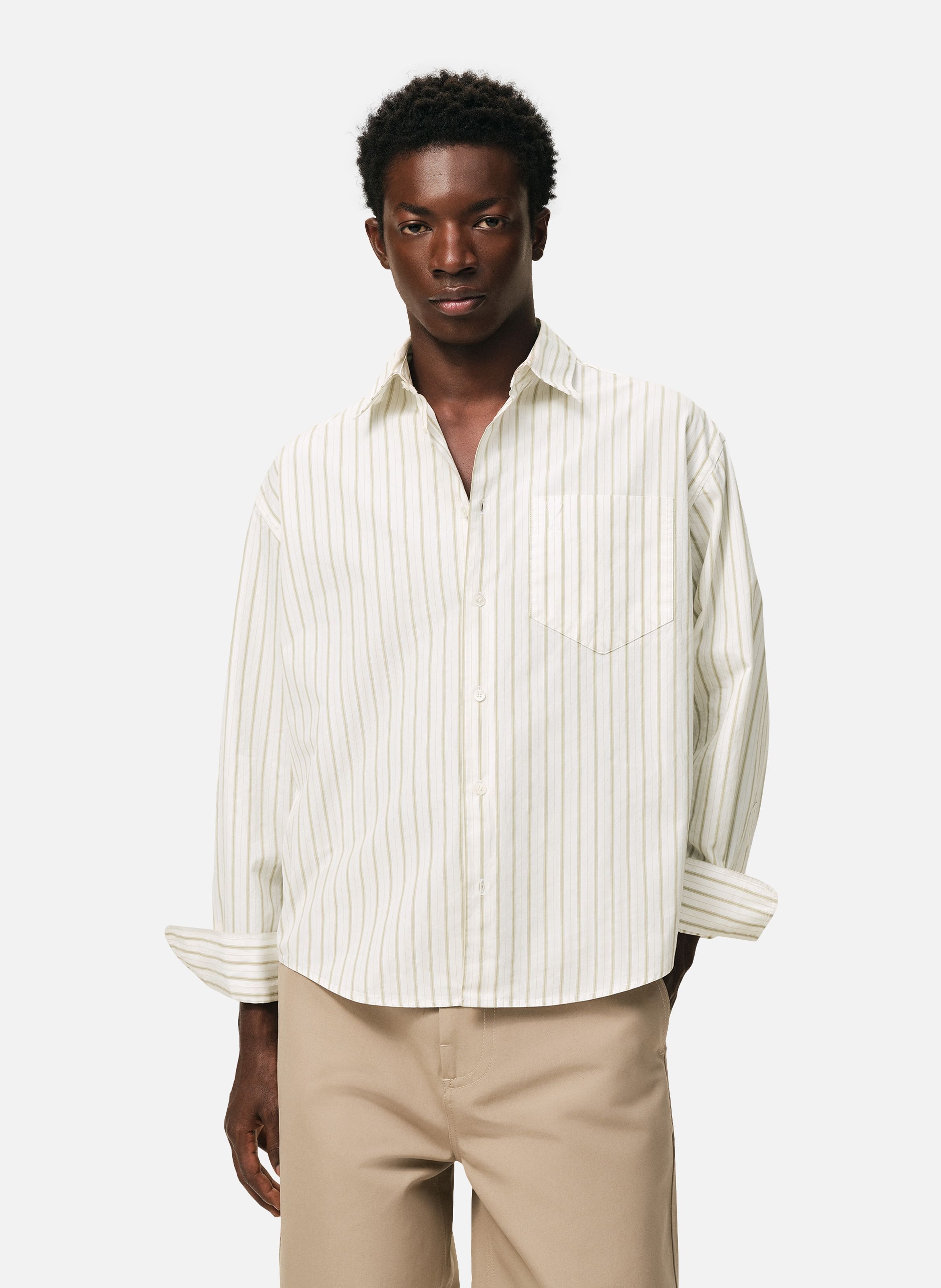 Chemise boxy manches longues ami de coeur unisexe en coton AMI PARIS Blanc