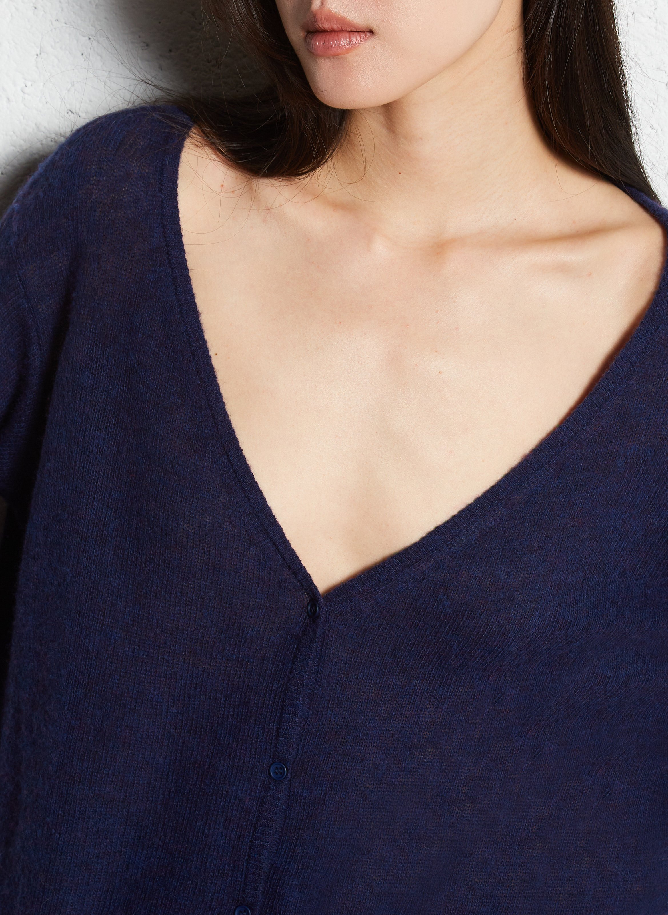 Gilet droit en maille dumy AMERICAN VINTAGE Bleu