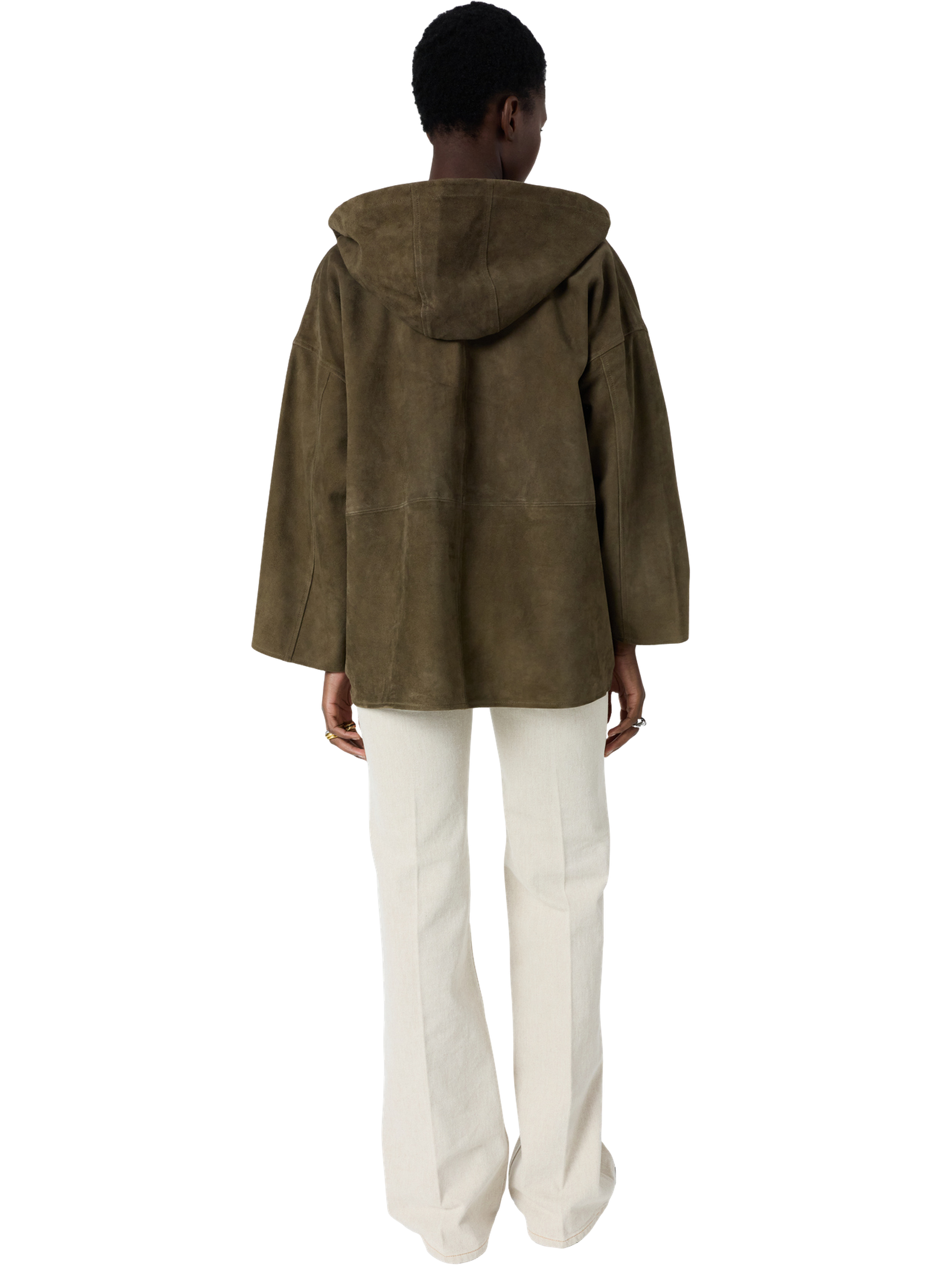 Manteau court à capuche en cuir velours - tassya GERARD DAREL Vert