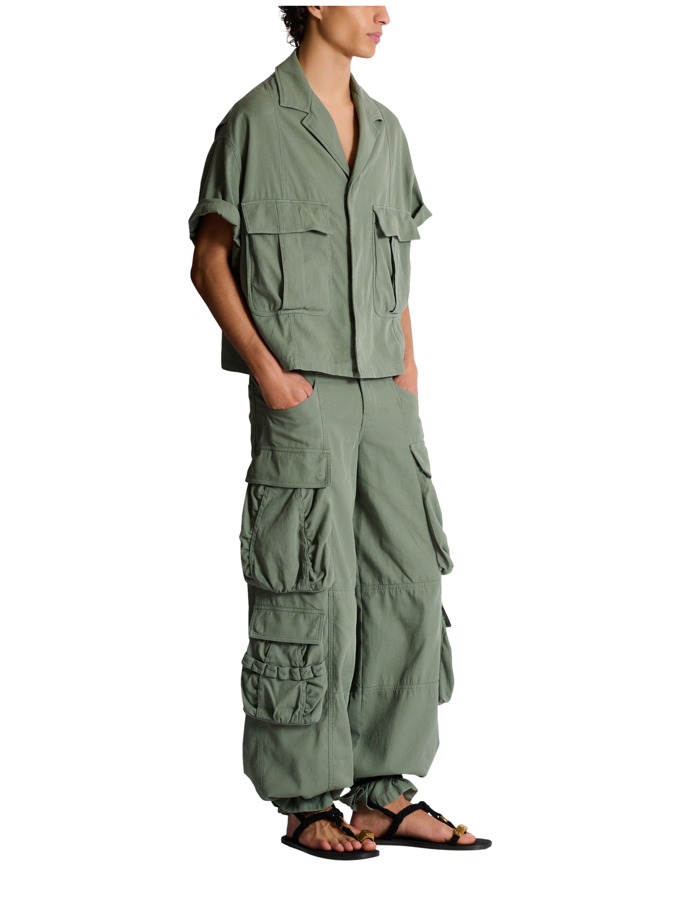 Chemise utility en coton BALMAIN Vert