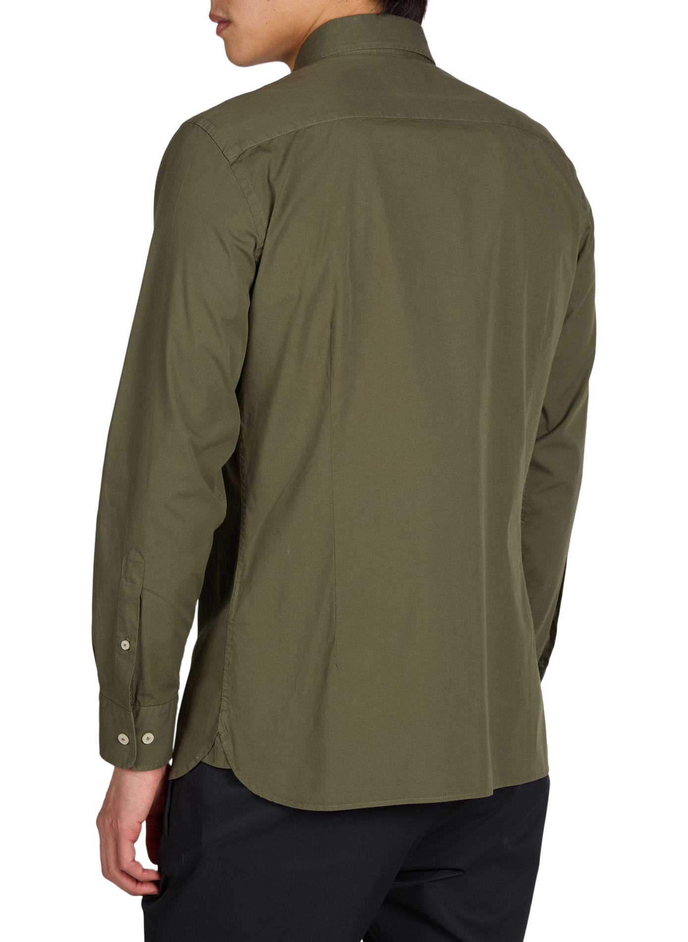 Solid classic collar cotton shirt HACKETT Khaki