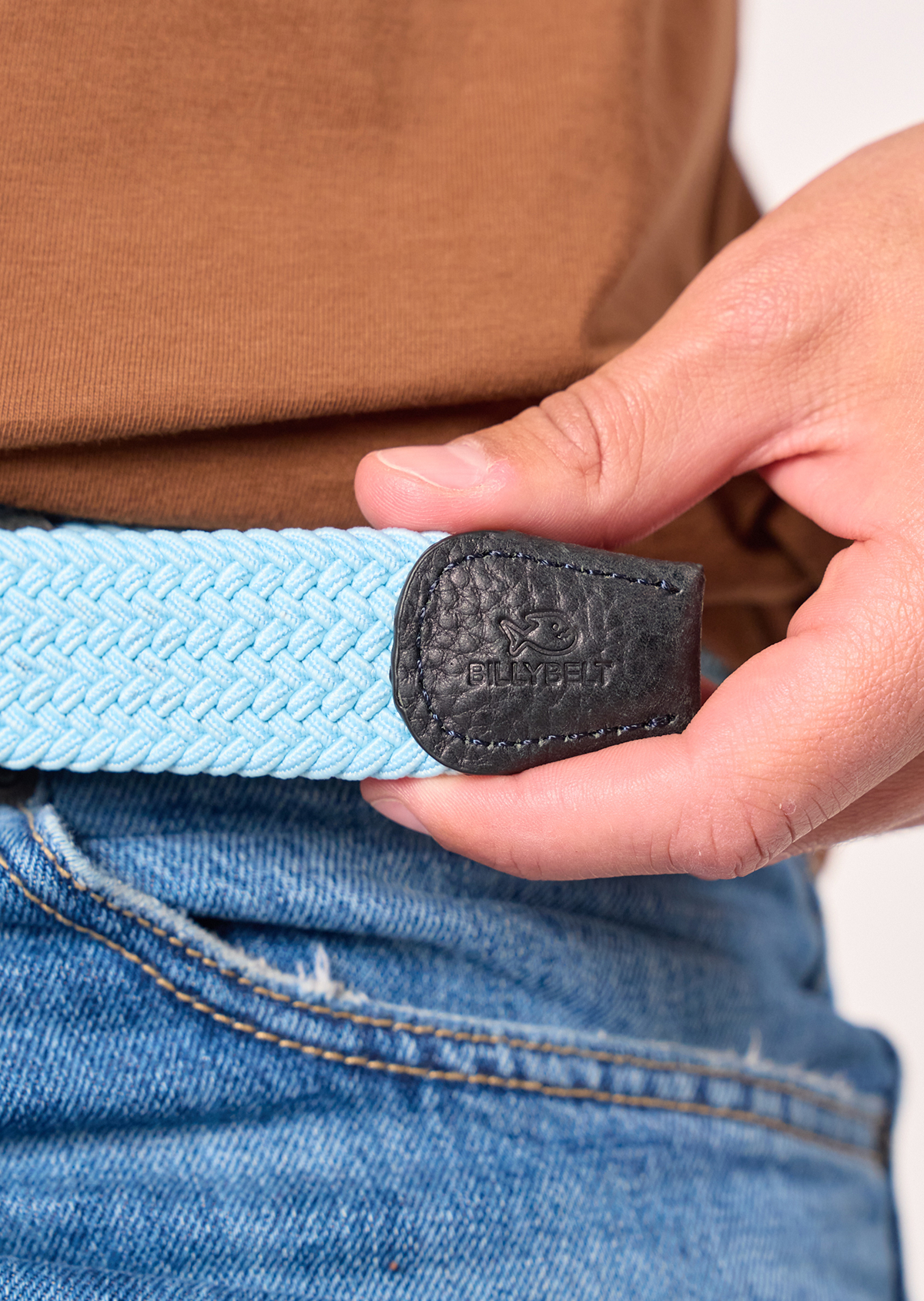 Ceinture tressée élastique unie BILLYBELT Bleu