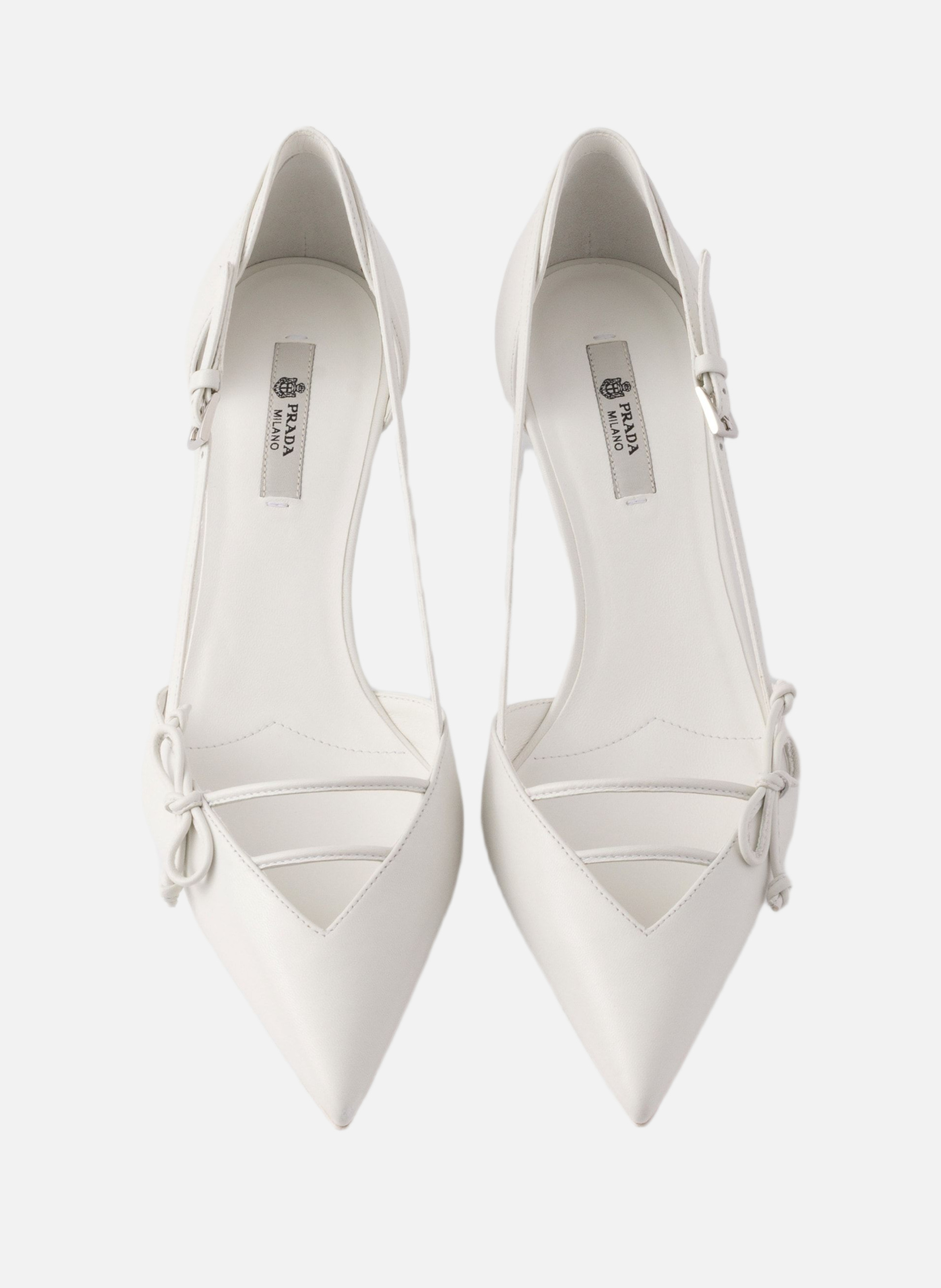 Escarpins en cuir à côtés ouverts PRADA Blanc