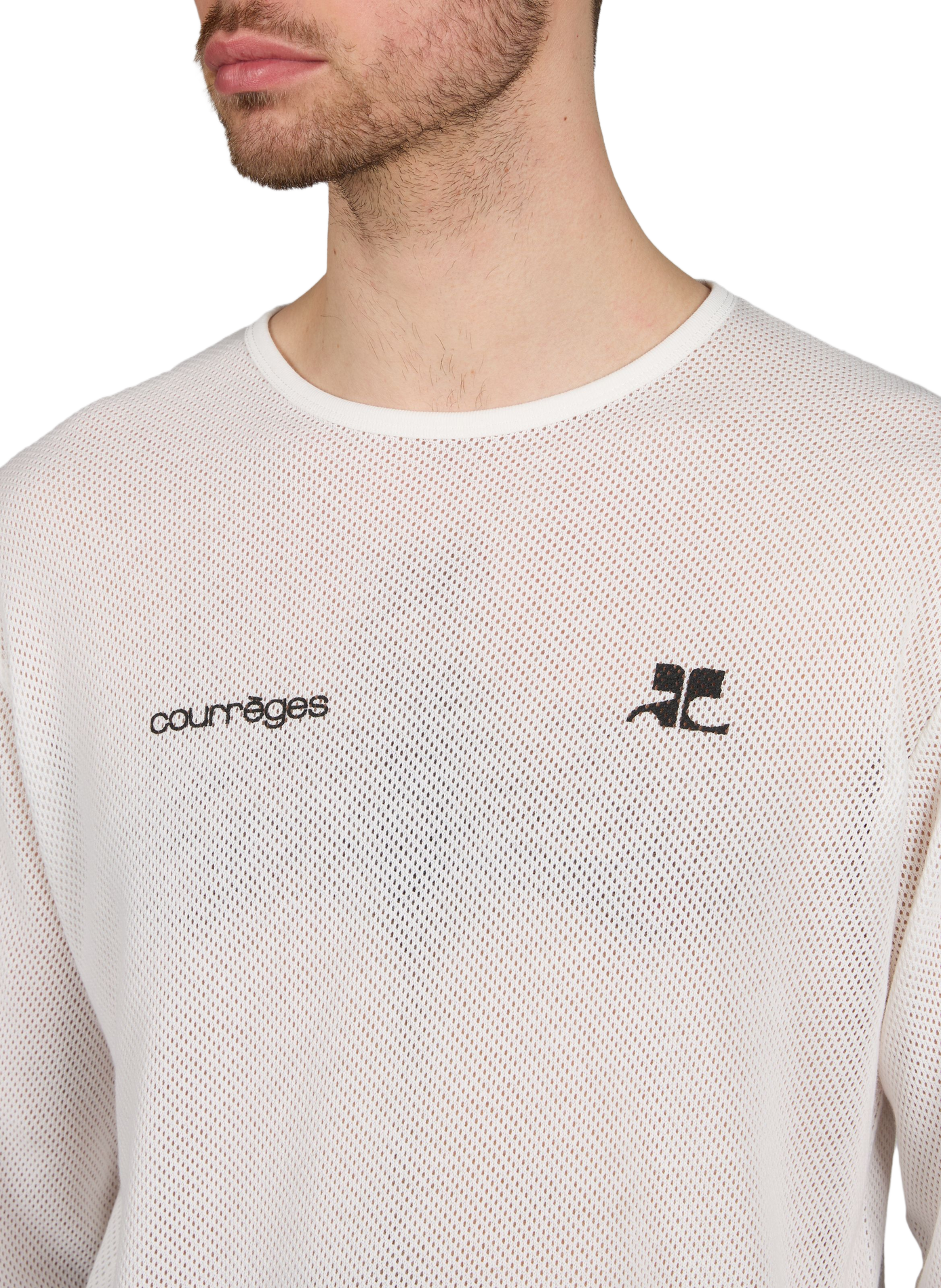 Mesh round neck sweater COURRÈGES White