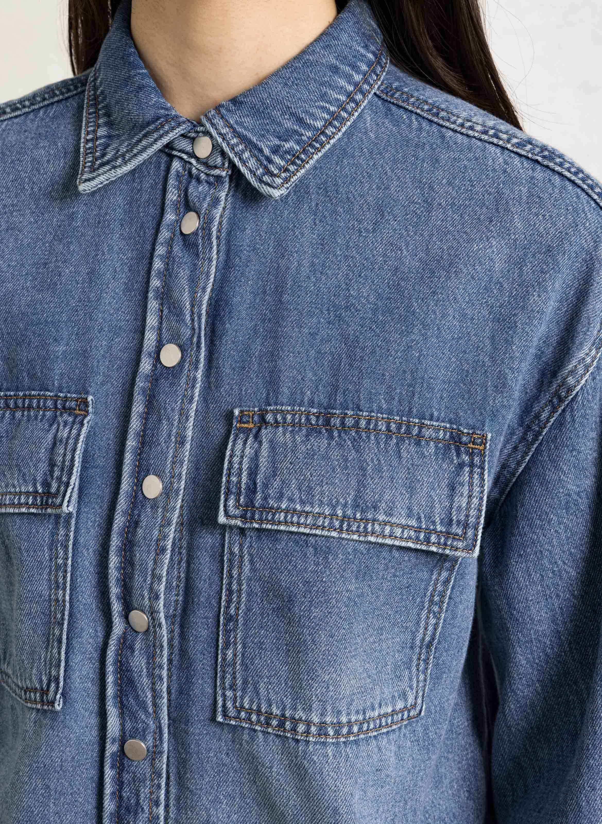 Chemise oversize courte en coton donovan MAISON 123 Bleu