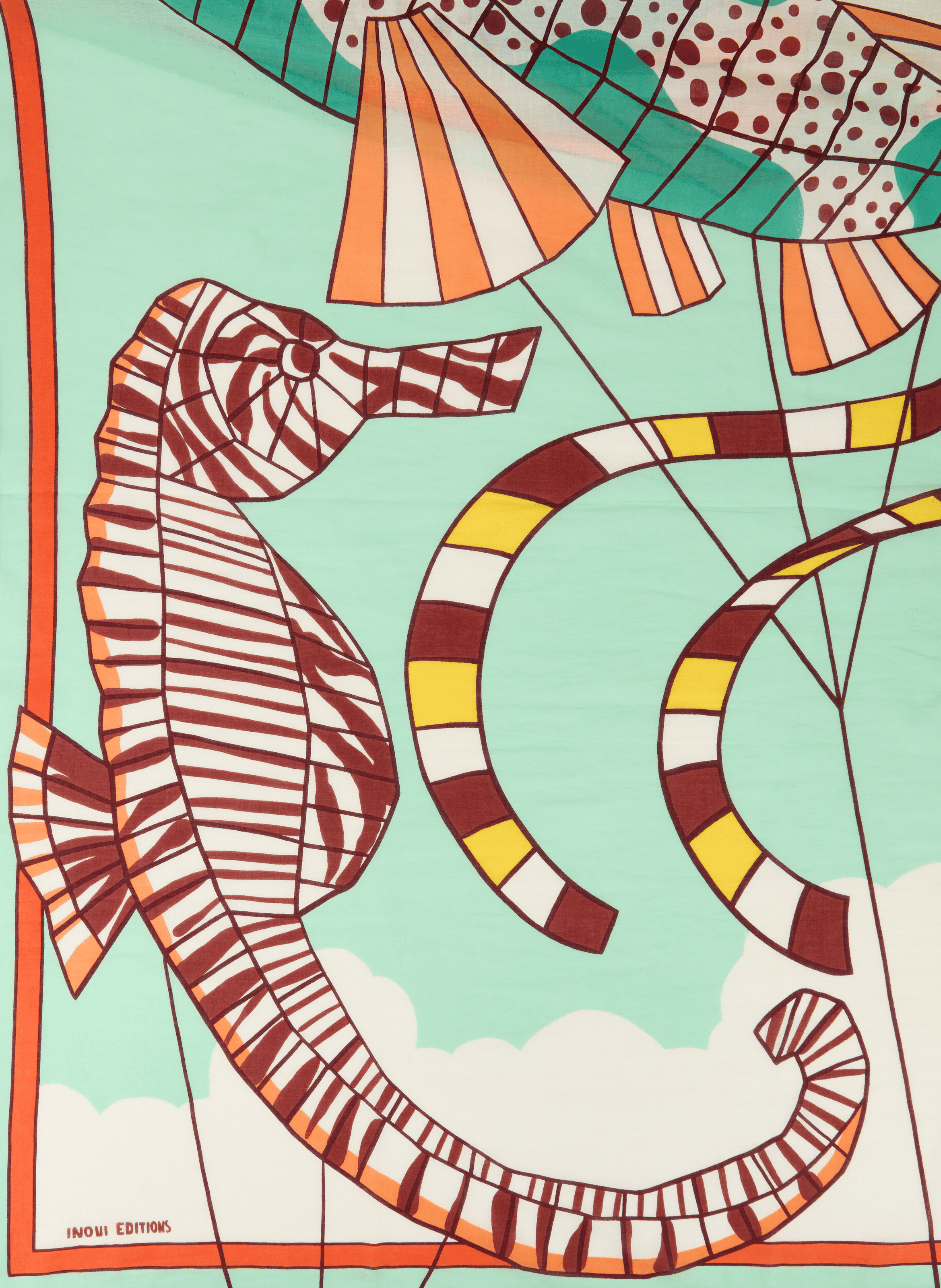 Printed Kite Scarf in Cotton INOUI EDITIONS Multicolour