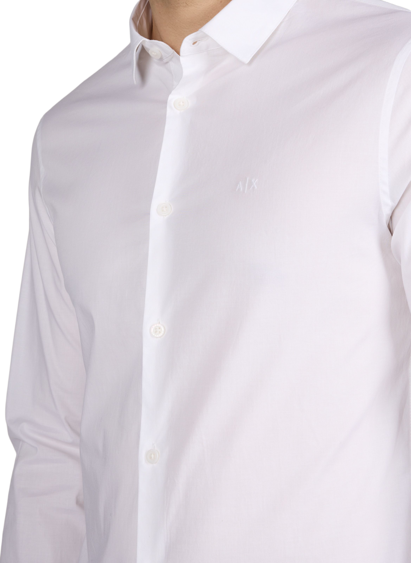 Chemise col classique en coton mélangé ARMANI EXCHANGE Blanc