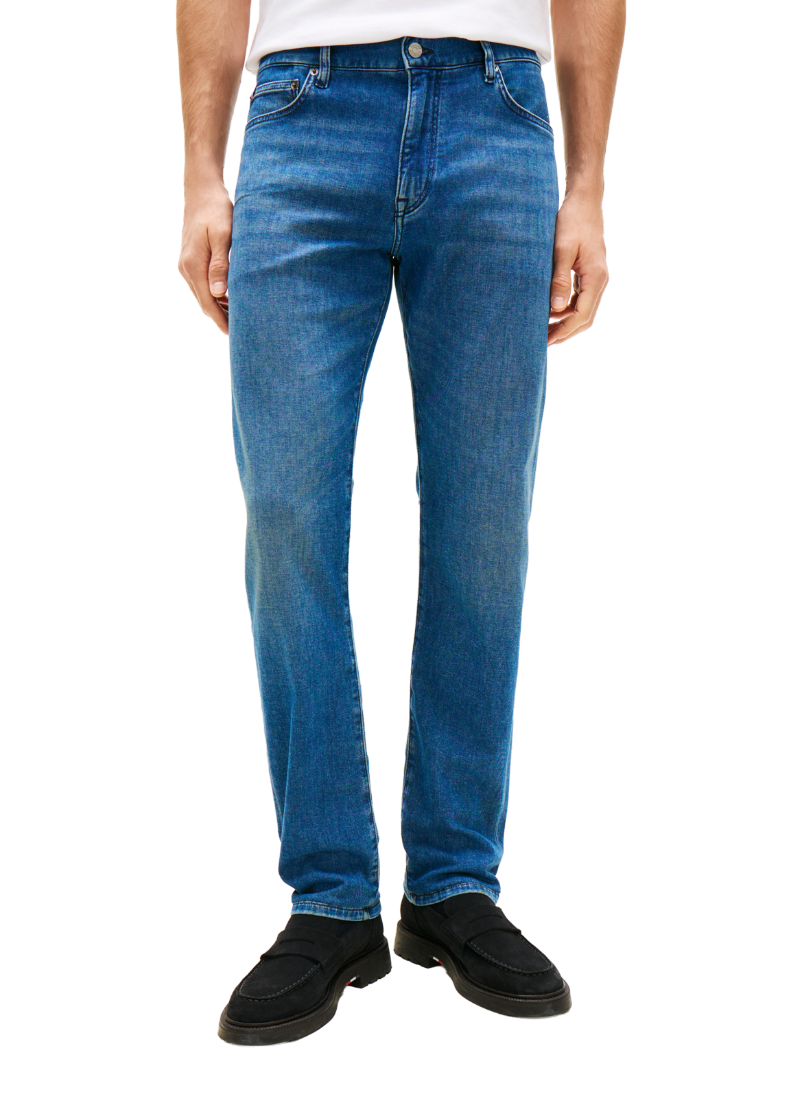 Jean slim droit Denton en coton mélangé TOMMY HILFIGER Bleu