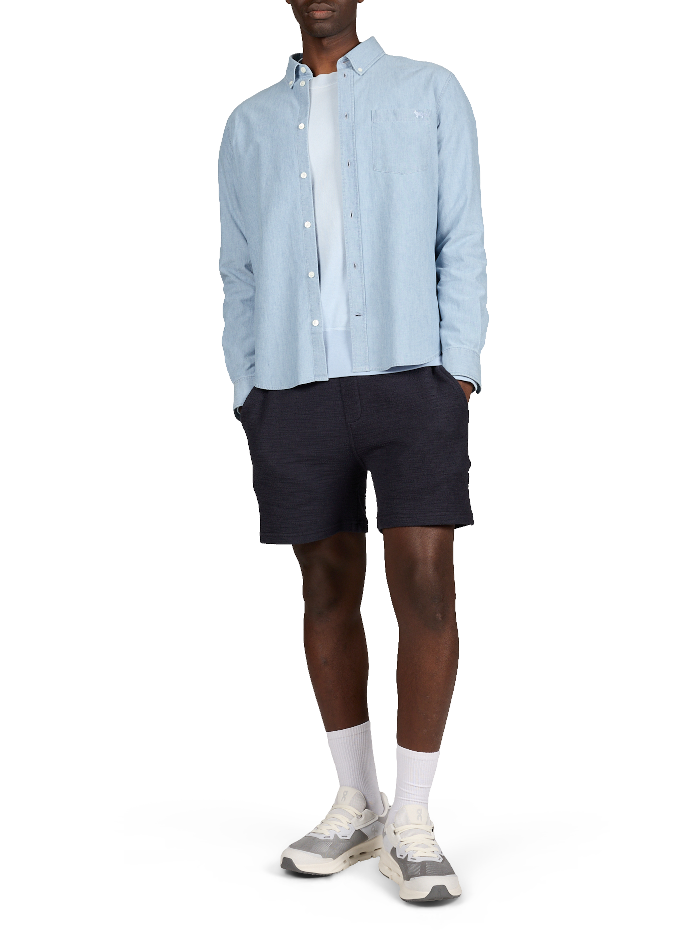 Fox straight cotton shirt MAISON KITSUNÉ Blue