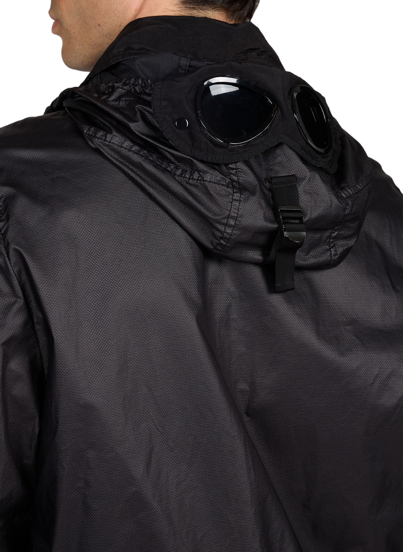 Veste imperméable à capuche amovible en coton CP COMPANY Noir