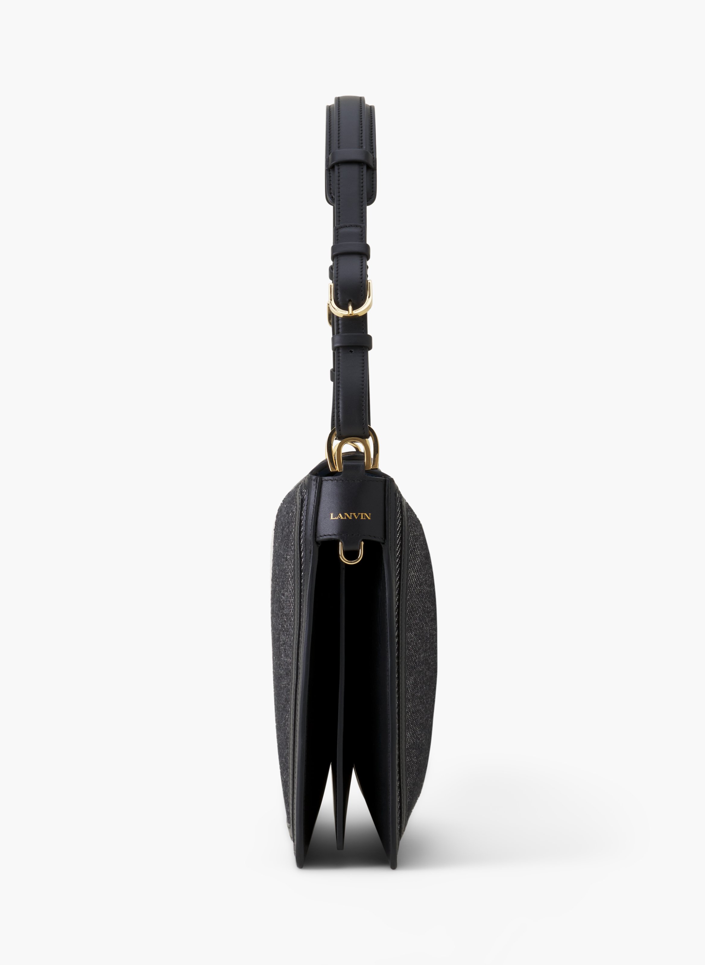 Sac compagnon en toile rayée LANVIN Gris