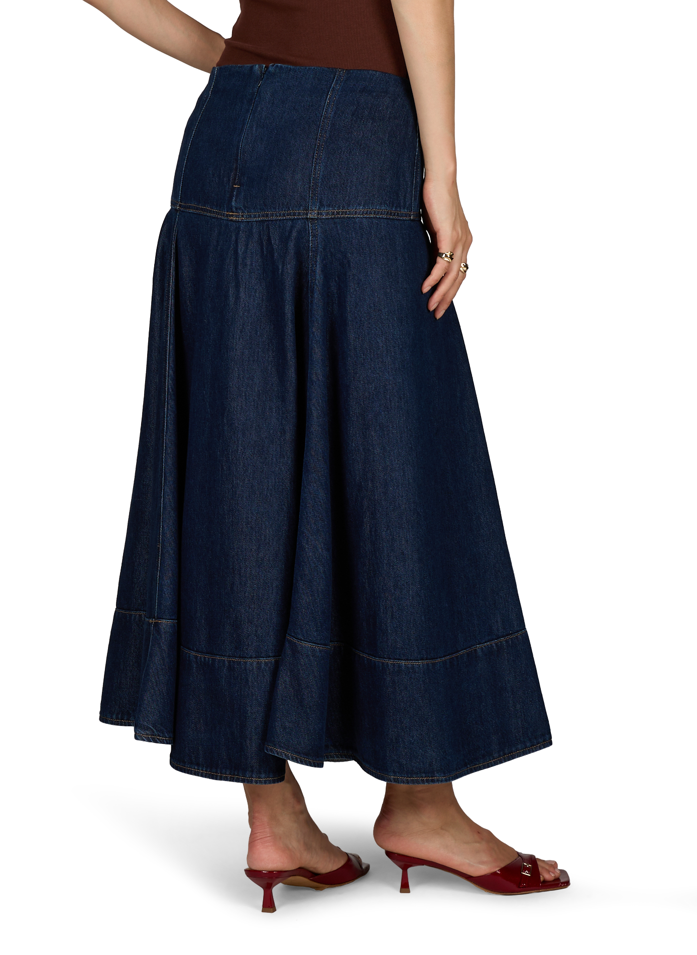 Ausgestellter Rock aus gemischter Baumwolle-Denim. TOPSHOP Blau
