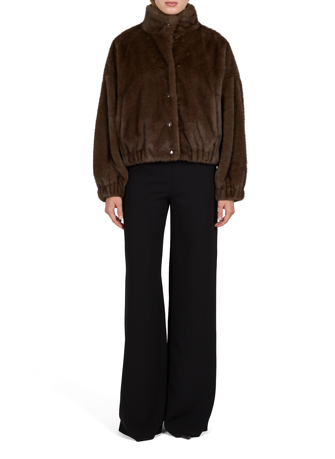 Mantel mit Stehkragen und Fell-Optik MAX MARA WEEK END Braun