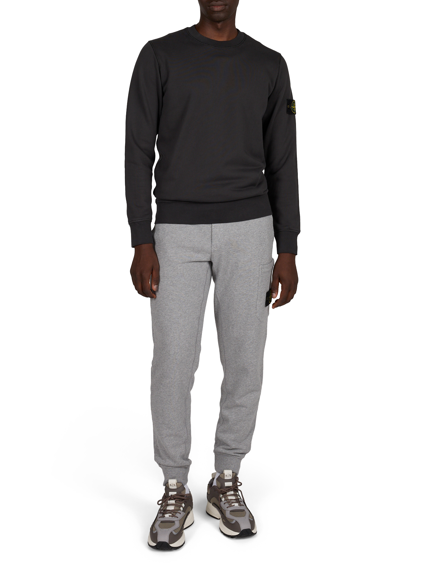 Straight round neck plain sweatshirt STONE ISLAND Grey