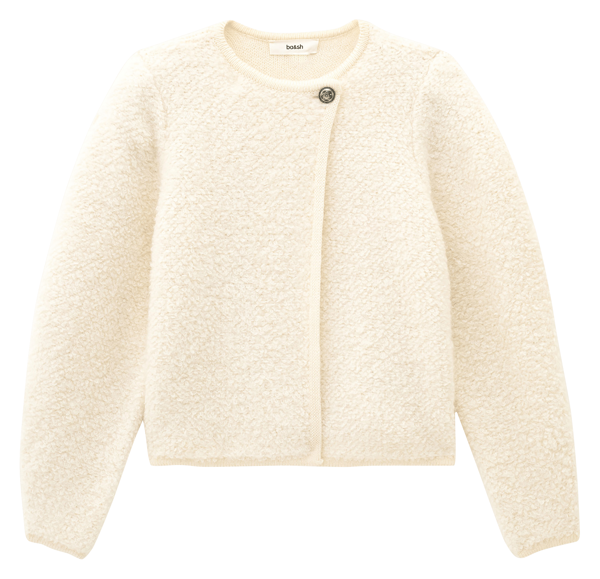Rechte cardigan met ronde hals in gemengde wol fida BA&SH Beige