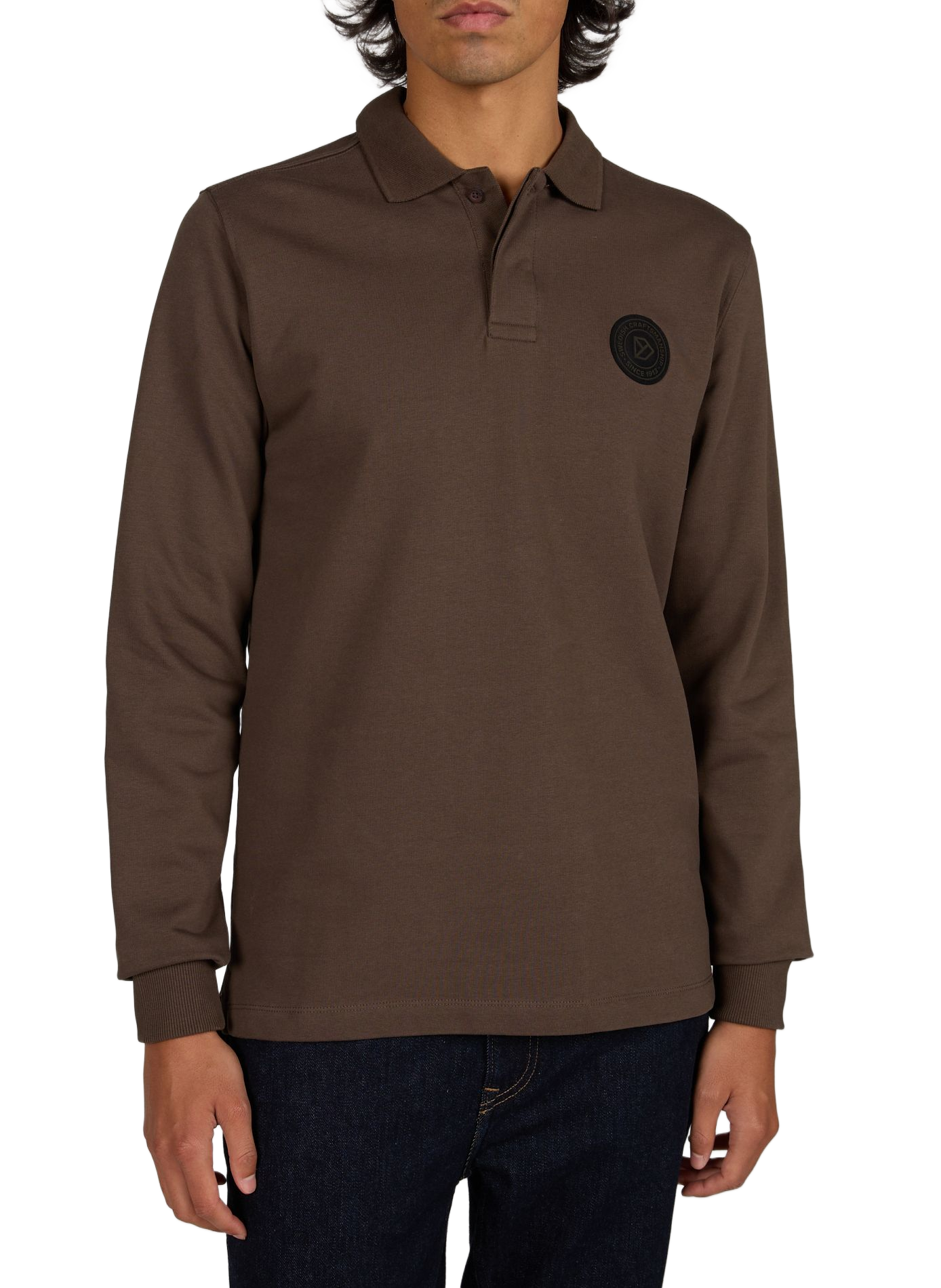 Straight cotton-blend polo shirt DIDRIKSONS Brown