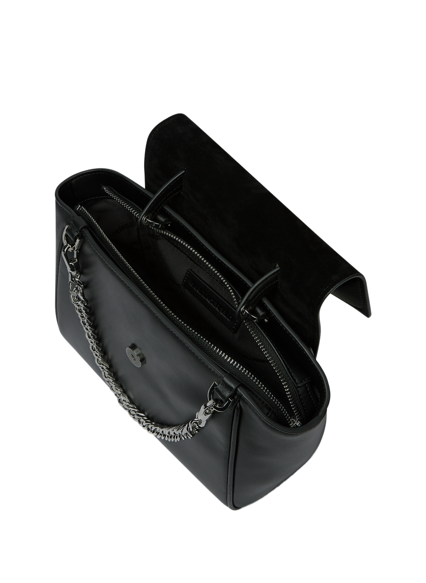 K/Signature mixed leather handbag KARL LAGERFELD Black