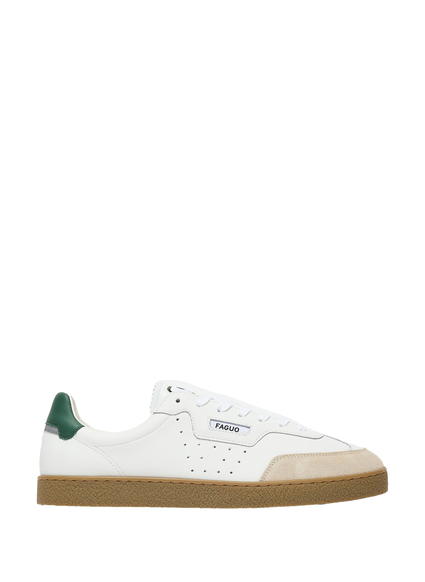 Mixed leather low-top sneakers FAGUO White