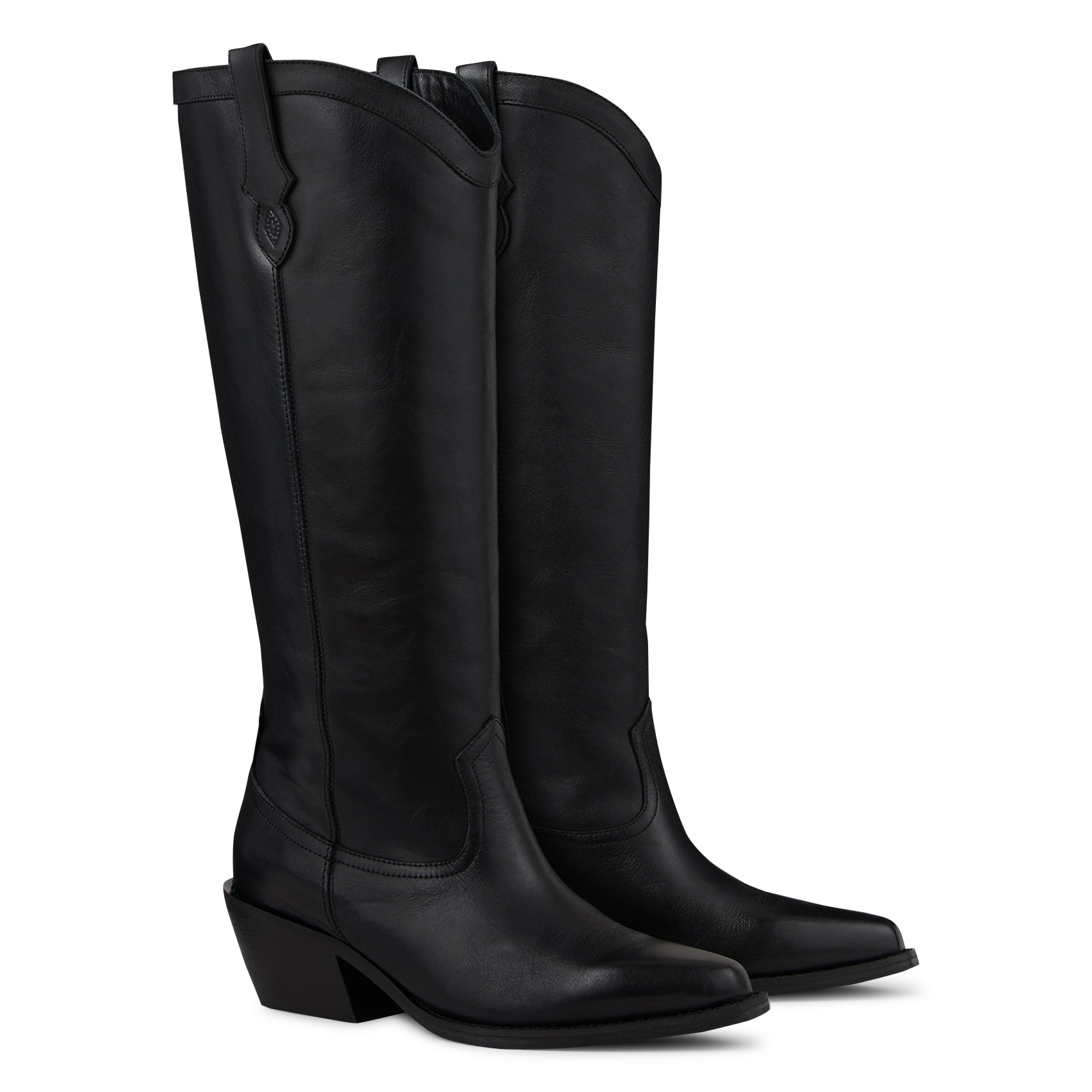 Bottines mi-hautes unies en cuir high cowby BA&SH Noir