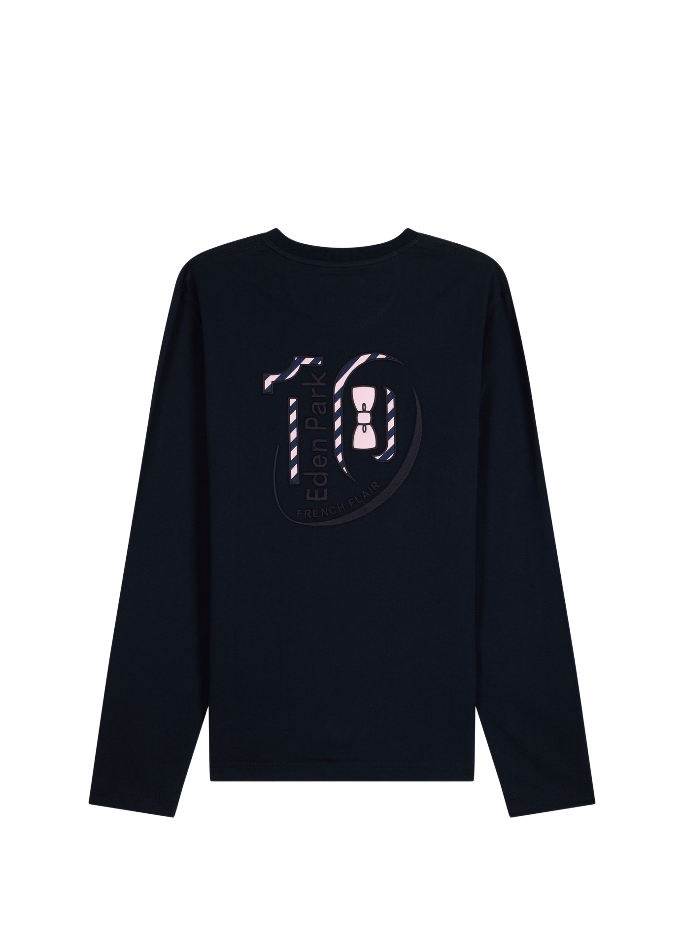 T-shirt droit col rond brodé en coton EDEN PARK Bleu