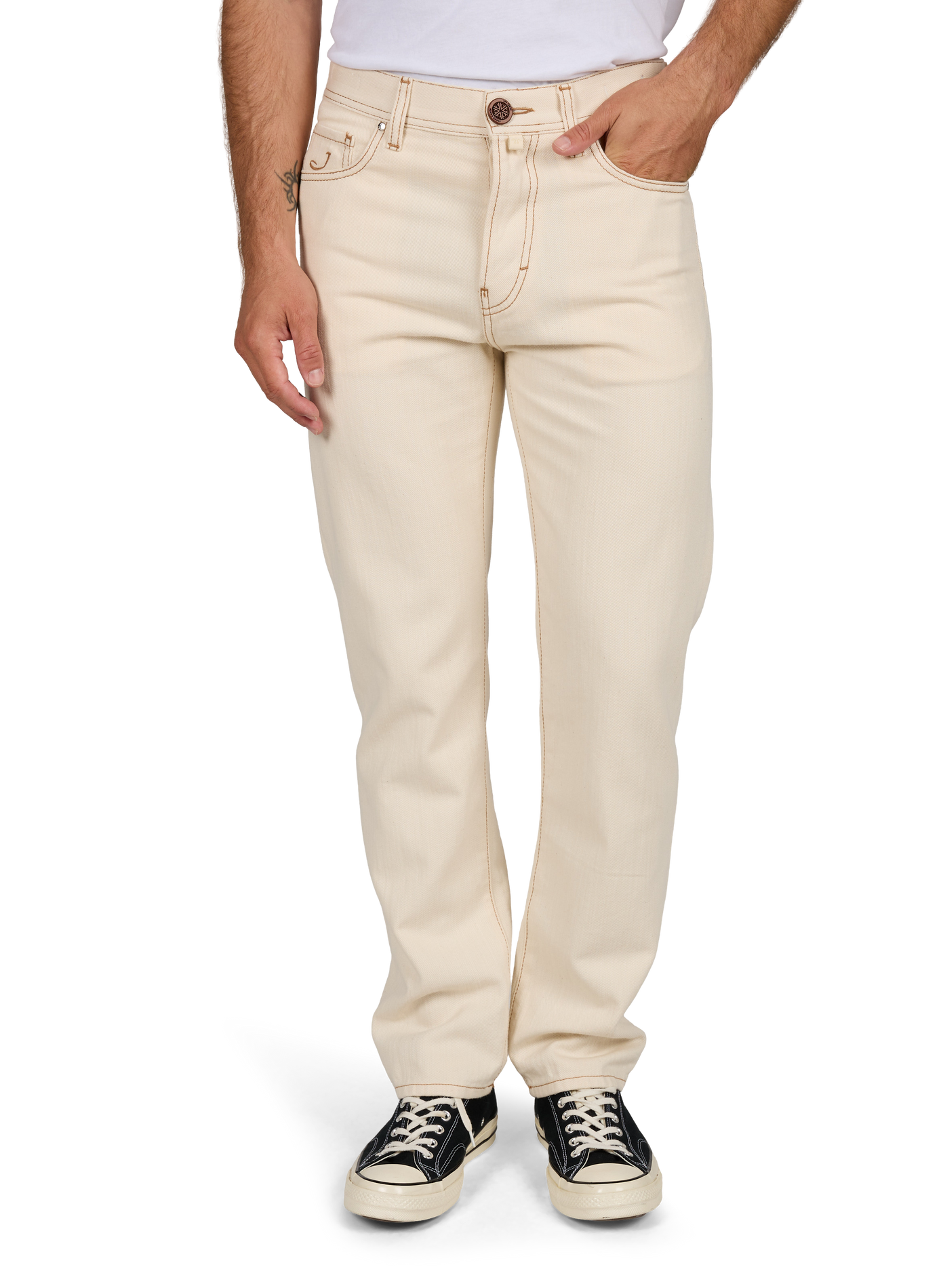 Gerade geschnittene Edo Jeans aus Baumwolle und Kaschmir JACOB COHEN Beige