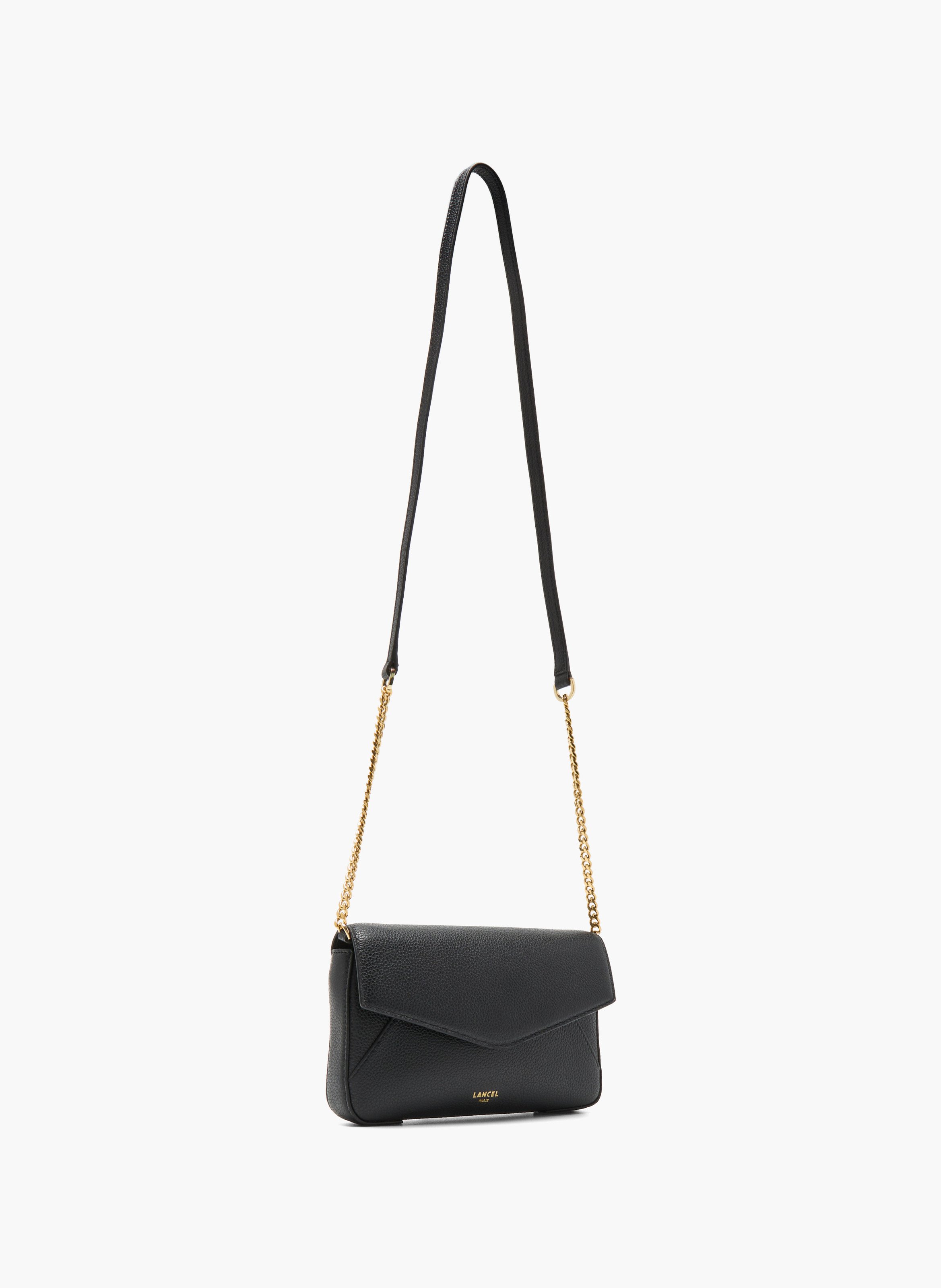 Pochette chaine avec porte-cartes amovible enveloppe de lancel en cuir LANCEL Noir