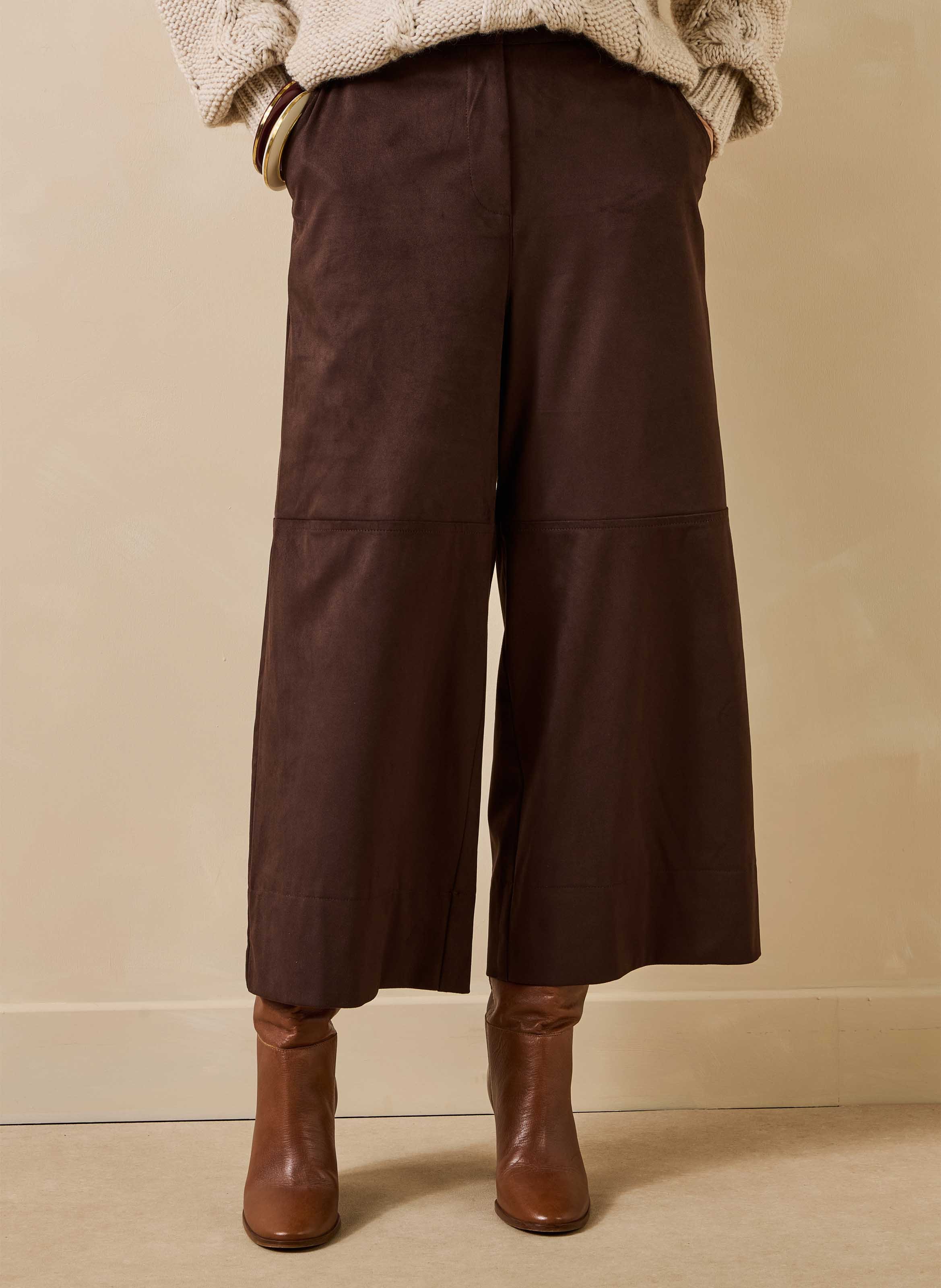 Wijde hoge taille broek LA FEE MARABOUTEE Bruin